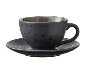 Bitz Tasse Tasse mit Untertasse black/dark blue 0,24 l Set4, Steinzeug