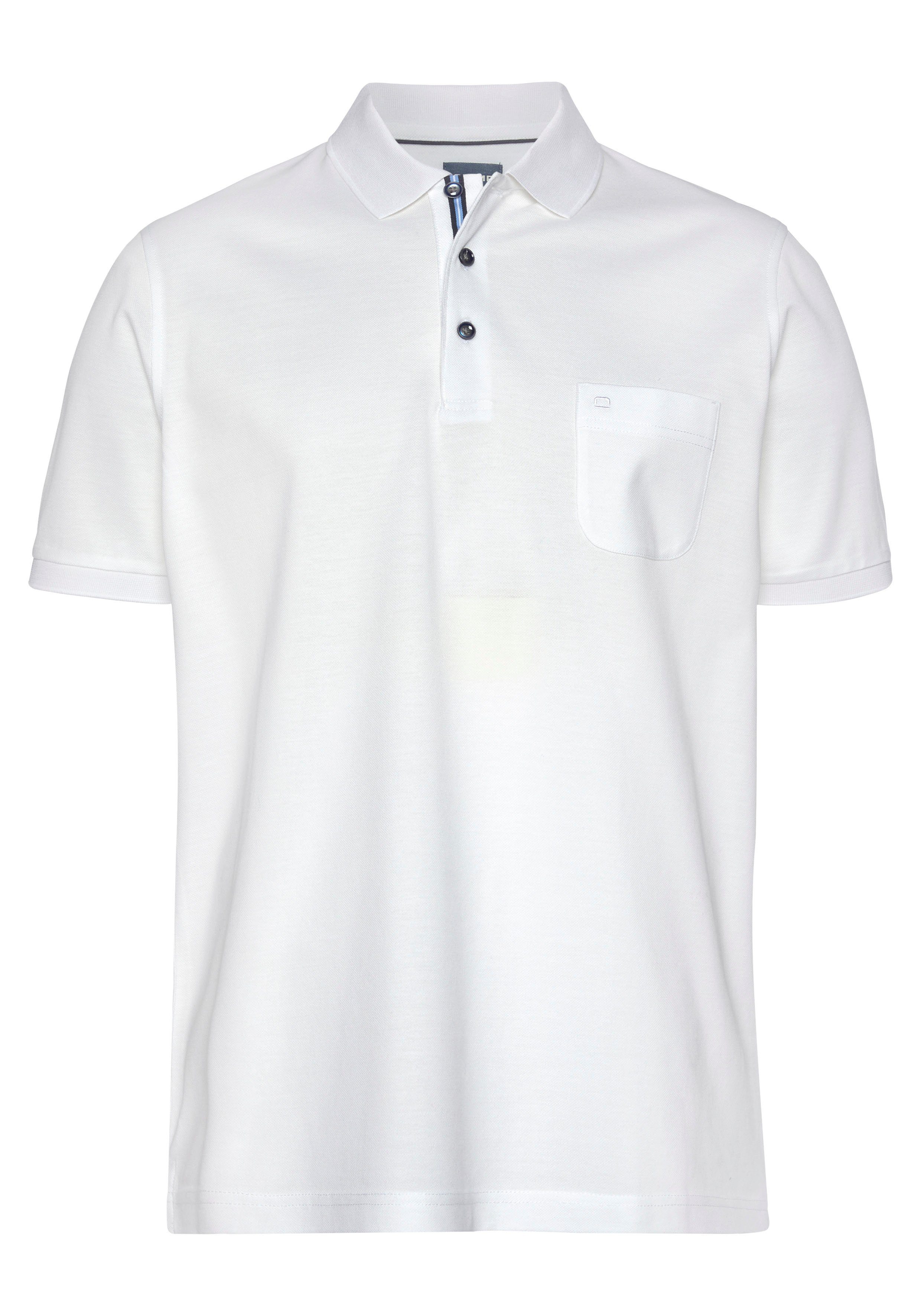 OLYMP Poloshirt fit Luxor Brusttasche weiß mit modern