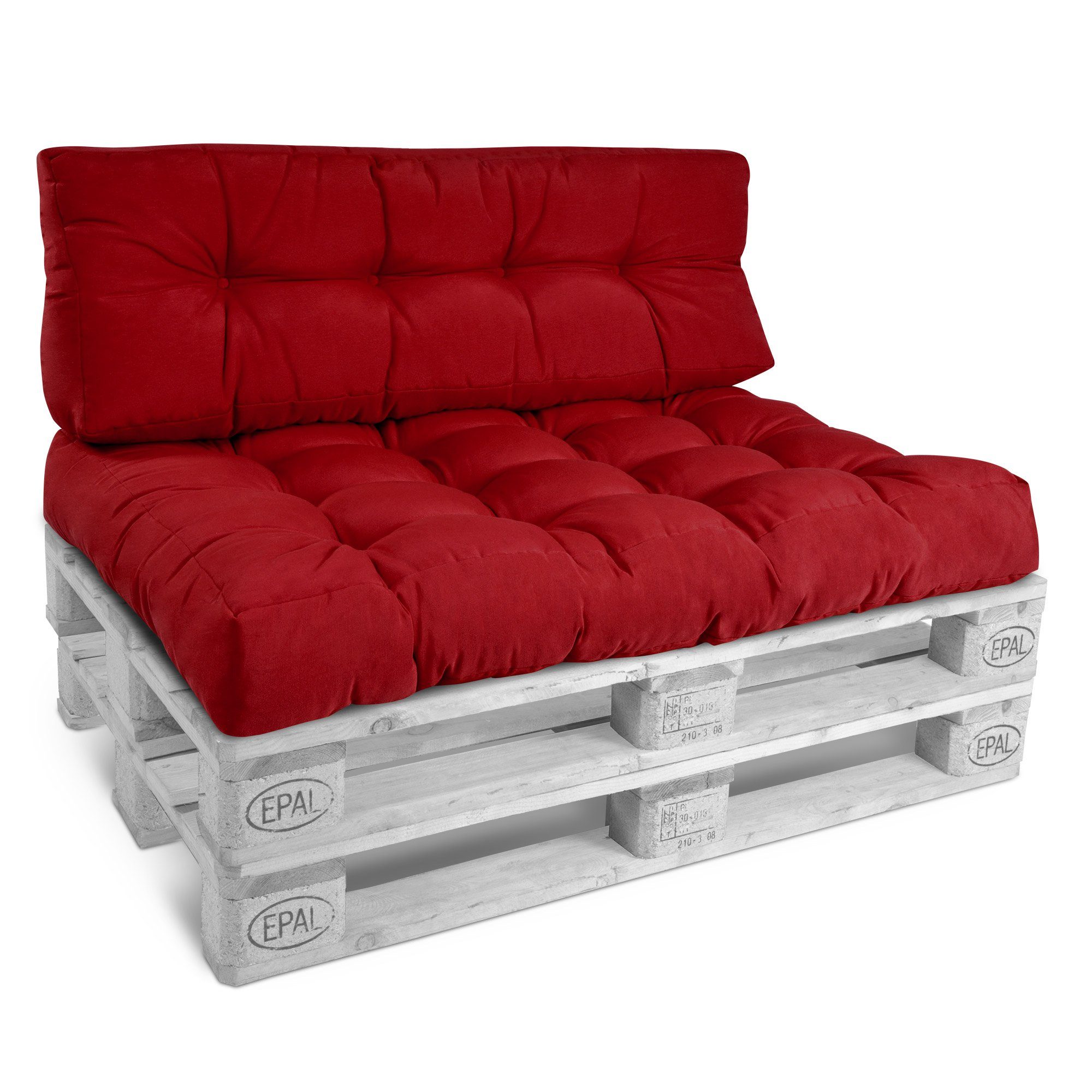 Beautissu Palettenkissen Rot Style, Sitzkissen Rücken 120x40x20cm