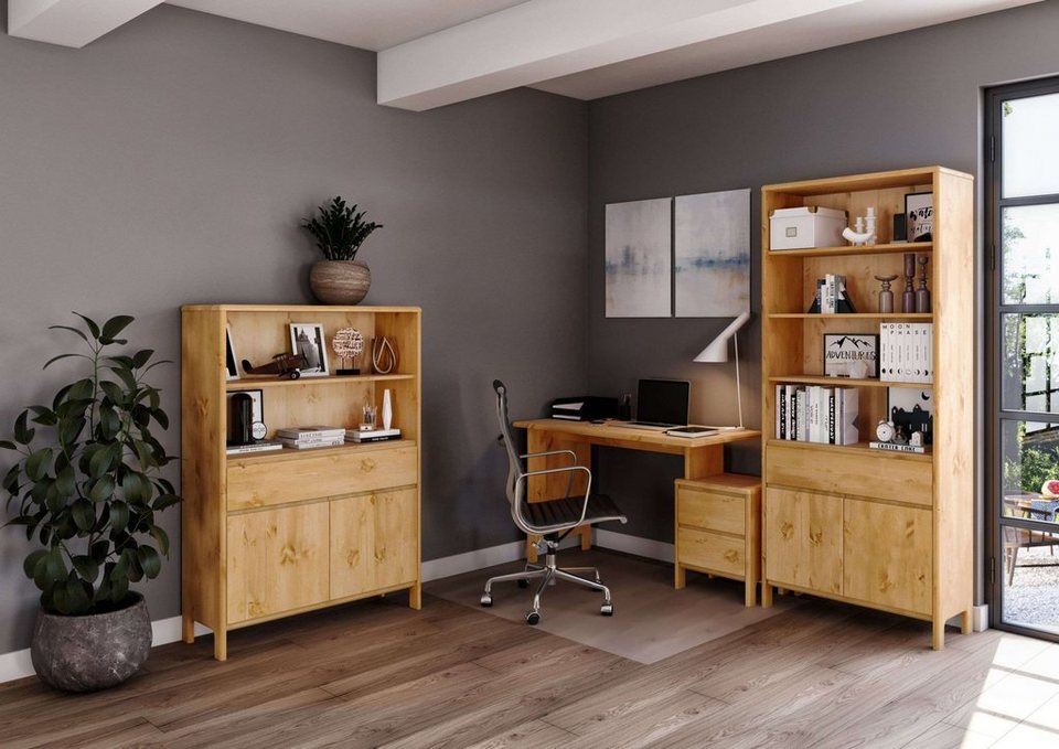 Breite Luven, Home cm Computertisch, Massivholz, zertifiziertes Schreibtisch affaire 120 mit 2 Schubkasten,