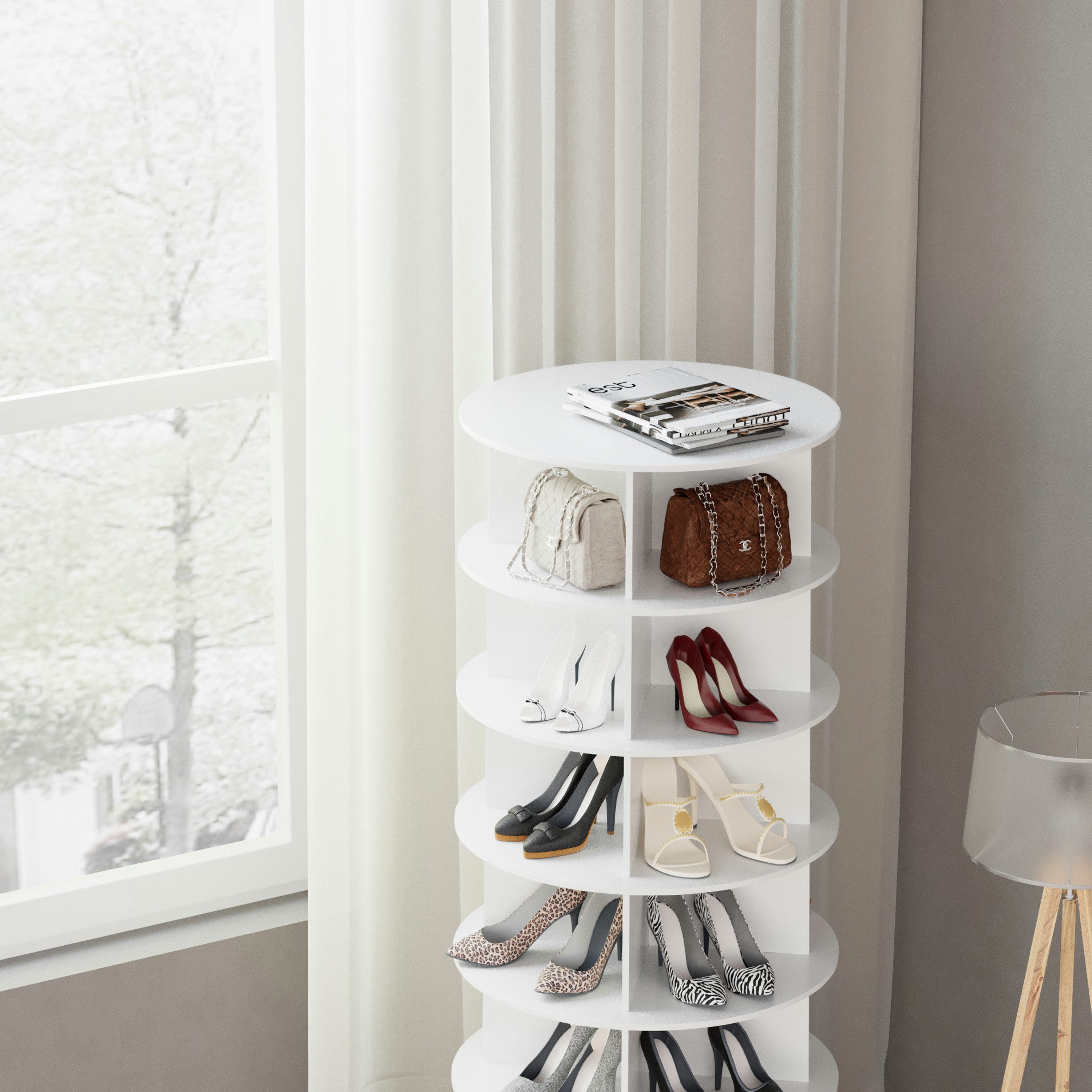SpaceAid Schuhregal 5-stöckiger drehbarer Schuhregal-Turm mit günstig online kaufen