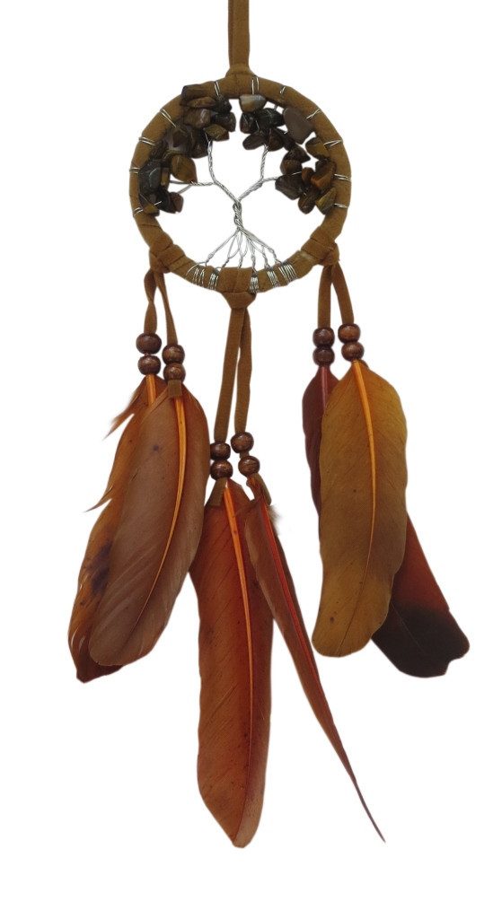 Saraswati Traumfänger Traumfänger "Lebensbaum" Leder mit Edelsteinen, 6x20cm