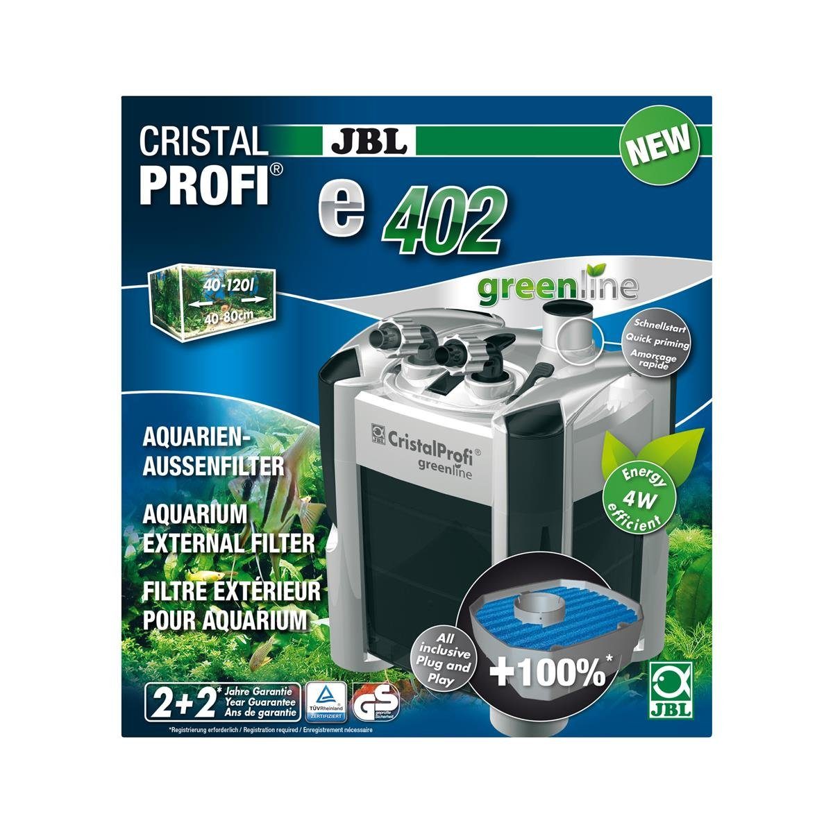 JBL GmbH & Co. KG Aquariumfilter JBL CRISTALPROFI e402 greenline Außenfilter für Aquarien von 40-120