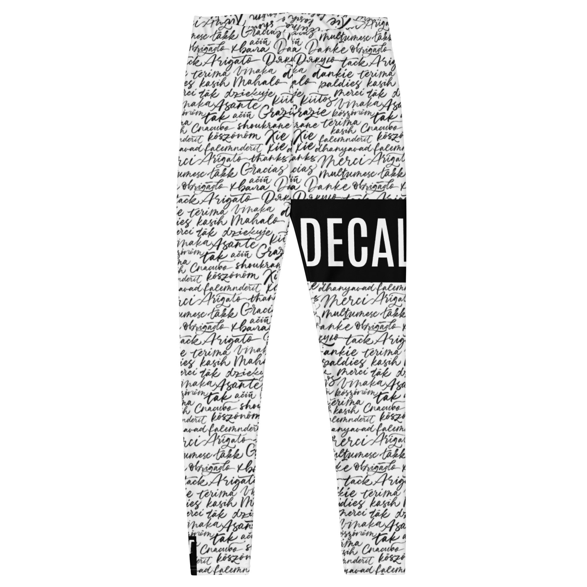DECALVIBES Funktionsleggings Damen Leggings Basic Urban Side Multilingual Calligraphy Blickdicht, 4-Wege-Stretch, elastischer Bund, weiches Material