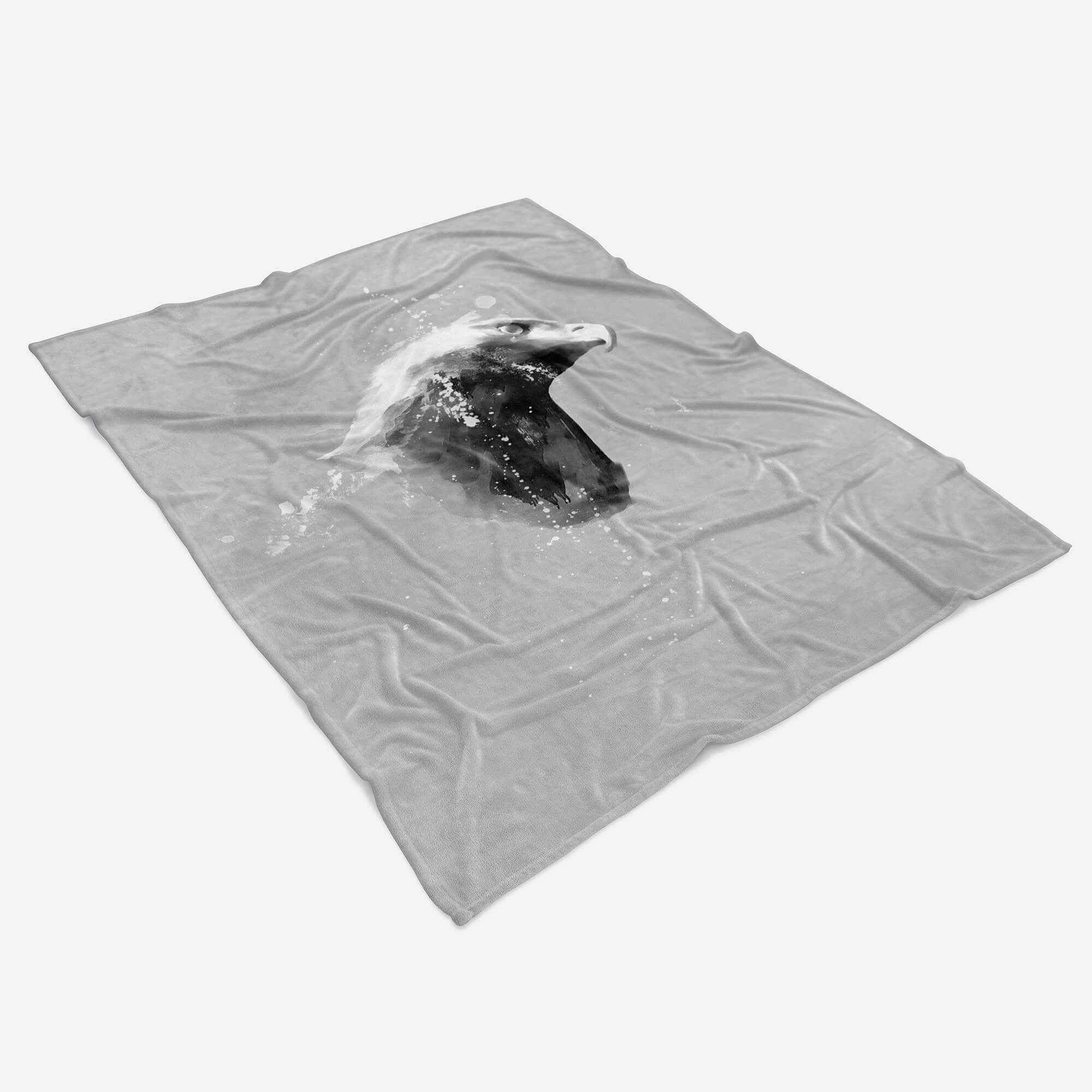 Adlerkopf (1-St), Art Grau Kuscheldecke Saunatuch Baumwolle-Polyester-Mix Motiv, Handtücher Handtuch Sinus Strandhandtuch Handtuch Adler