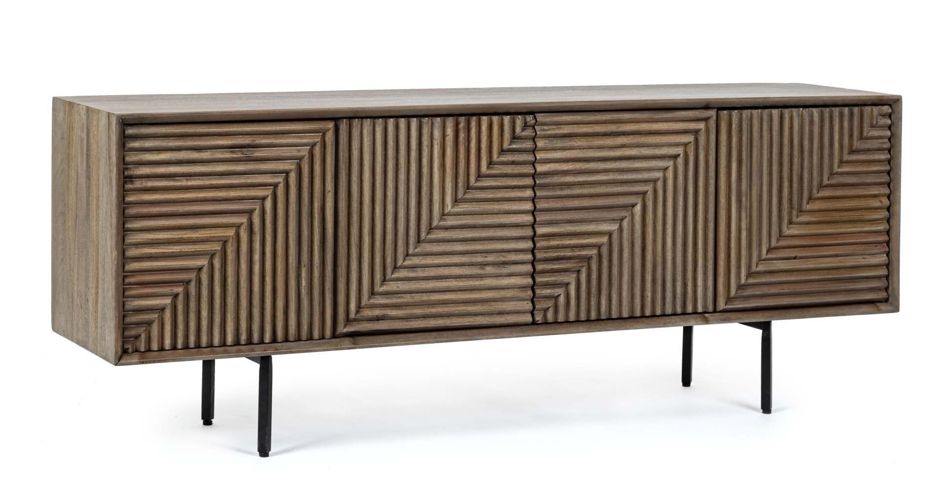 Bizzotto TV-Board Darsey aus Mangoholz, 140 cm, Push-to-Open-System