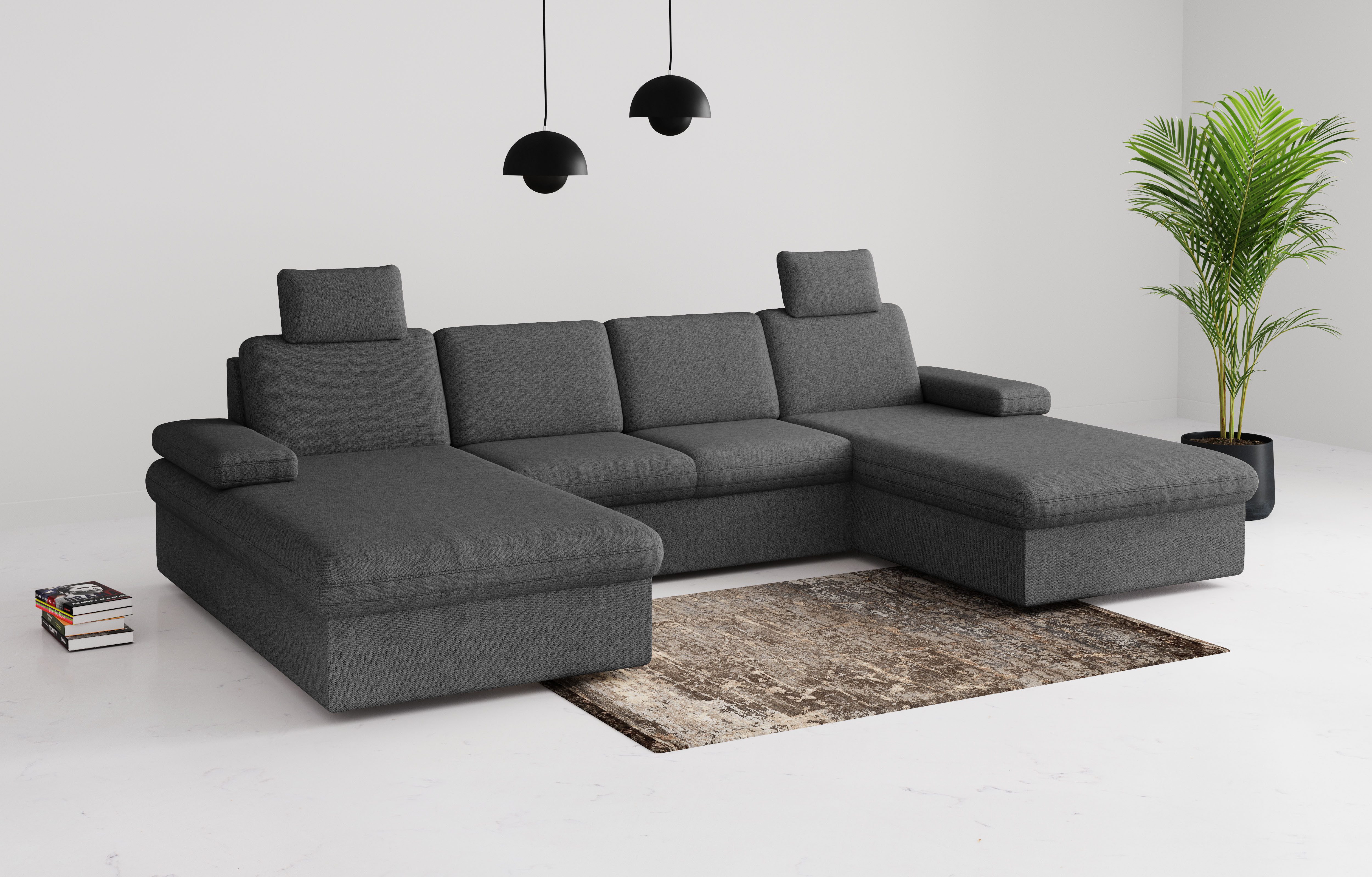 sit&more Wohnlandschaft Moreno U-Form, B: 309 cm, mit Armteilverstellung, optional Bettfunktion