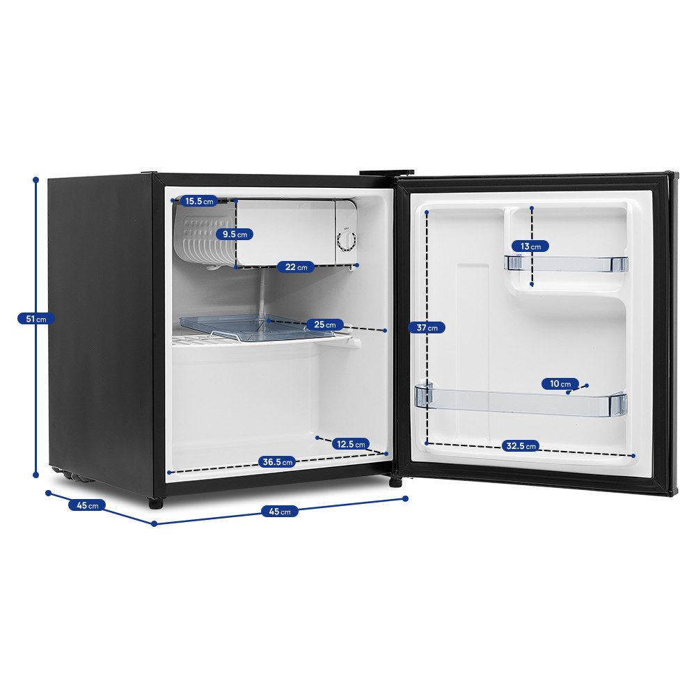 Smad Table Top Kühlschrank DSF-48D6E-1, 45 cm breit, 6-stufigem Thermostat Kühlfach, 39 dB, für Schlafzimmer/Büro