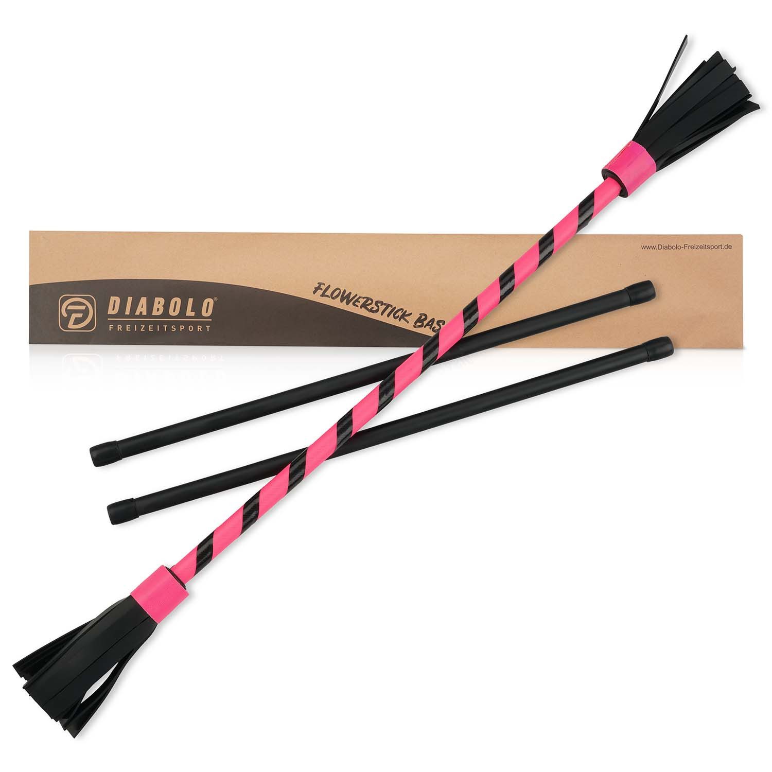 Diabolo Freizeitsport Spiel Flowerstick 59cm - Jonglage Set für Anfänger, Jonglage, Devil Stick Basic UV (pink) Spielzeug ab 5 - Balance Training Kinder