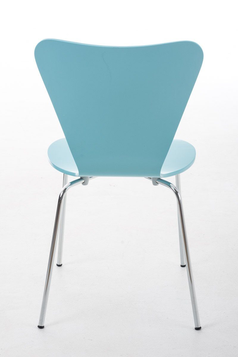 Gestell: Konferenzstuhl (Besprechungsstuhl hellblau - ergonomisch - chrom Sitzfläche Warteraumstuhl Metall Besucherstuhl Sitzfläche: geformter Calisso Holz Messestuhl), TPFLiving - - mit