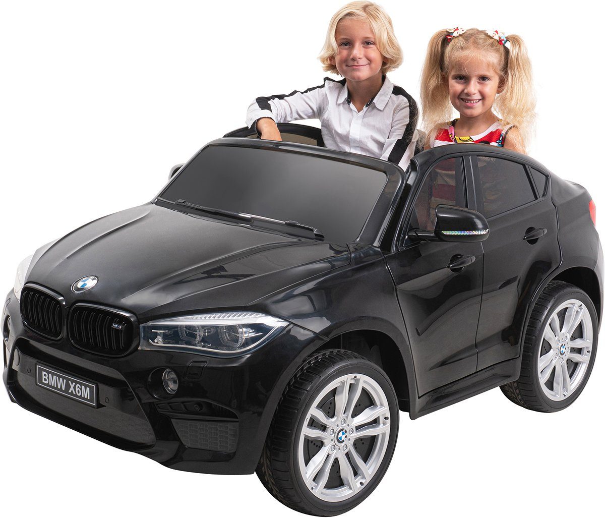 Actionbikes Motors Elektro-Kinderauto »BMW X6M F16 XXL«, Belastbarkeit 40  kg, Kinder Elektro Auto inkl. Stoßdämpfer hinten - 2-Sitzer - mit  Fernbedienung - Ledersitze - USB - SD Karte - AUX - Soft