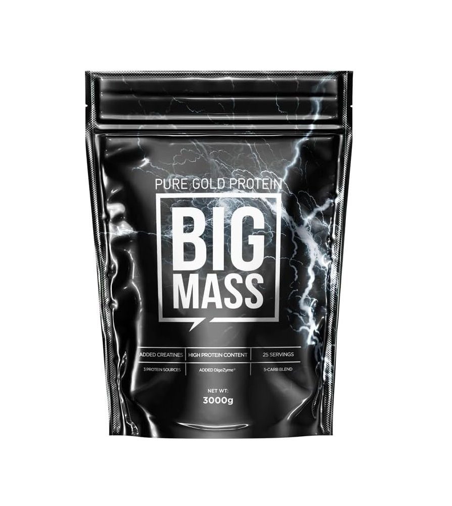 Pure Gold Big Mass Protein Kreatin Kohlenhydrate Pulver, Packung à 3000 g