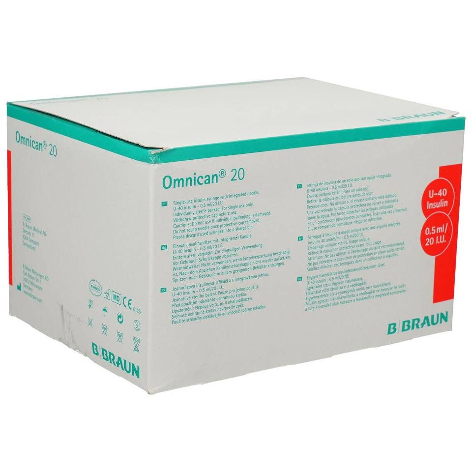Braun Einwegspritze OMNICAN Insulinspr.0,5 ml U40 m.Kan.0,30x8 mm, (100-St)