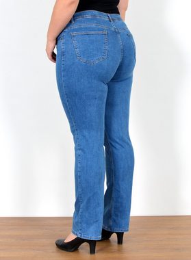 ESRA Straight-Jeans FG2 High Waist Jeans Damen Straight Hose Stretch bis Übergröße Plus Size