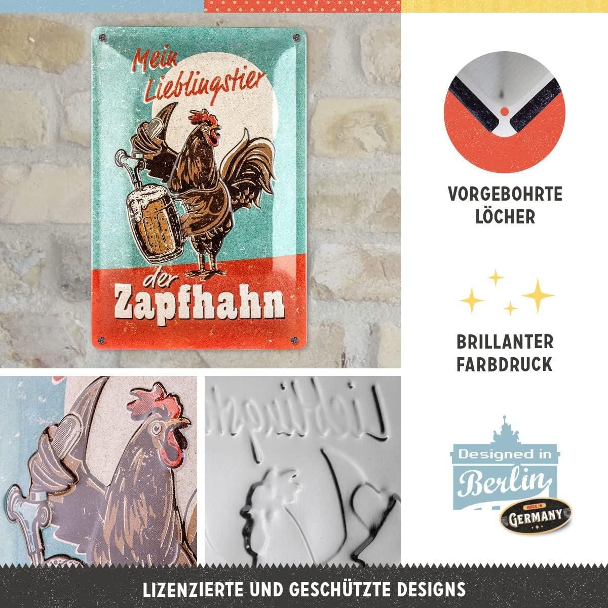 Nostalgic-Art Metallschild Nostalgic-Art - Blechschild 20 x 30cm - Lieblingstier Zapfhahn