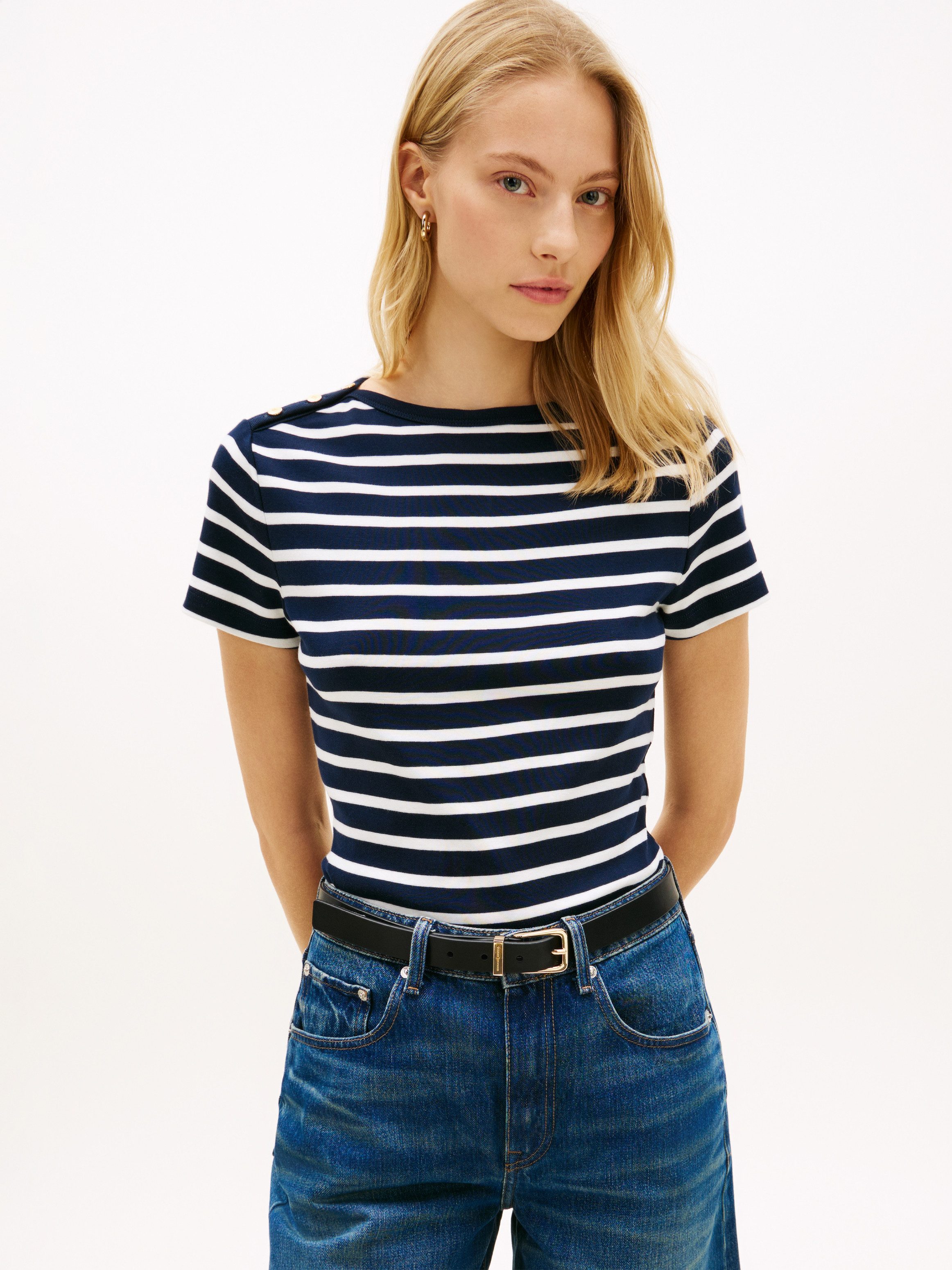 Tommy Hilfiger Kurzarmshirt GOLD BUTTON SLIM SS TEE