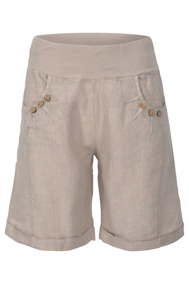 malito more than fashion Leinenhose malito Damen Bermuda aus Leinen, Shorts für den Strand, lässige Bermuda aus Leinen Shorts