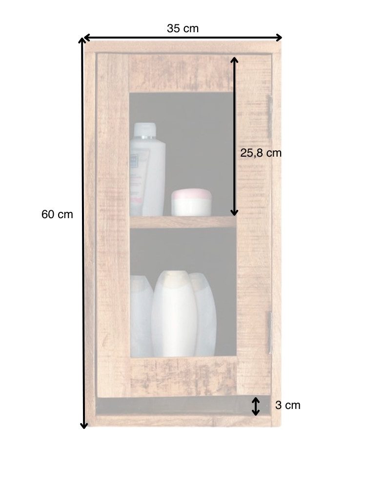 WOLF MÖBEL Hängeschrank MARBLE Wandschrank mit 1 Glastür (35x30x60) fixierter Einlegeboden