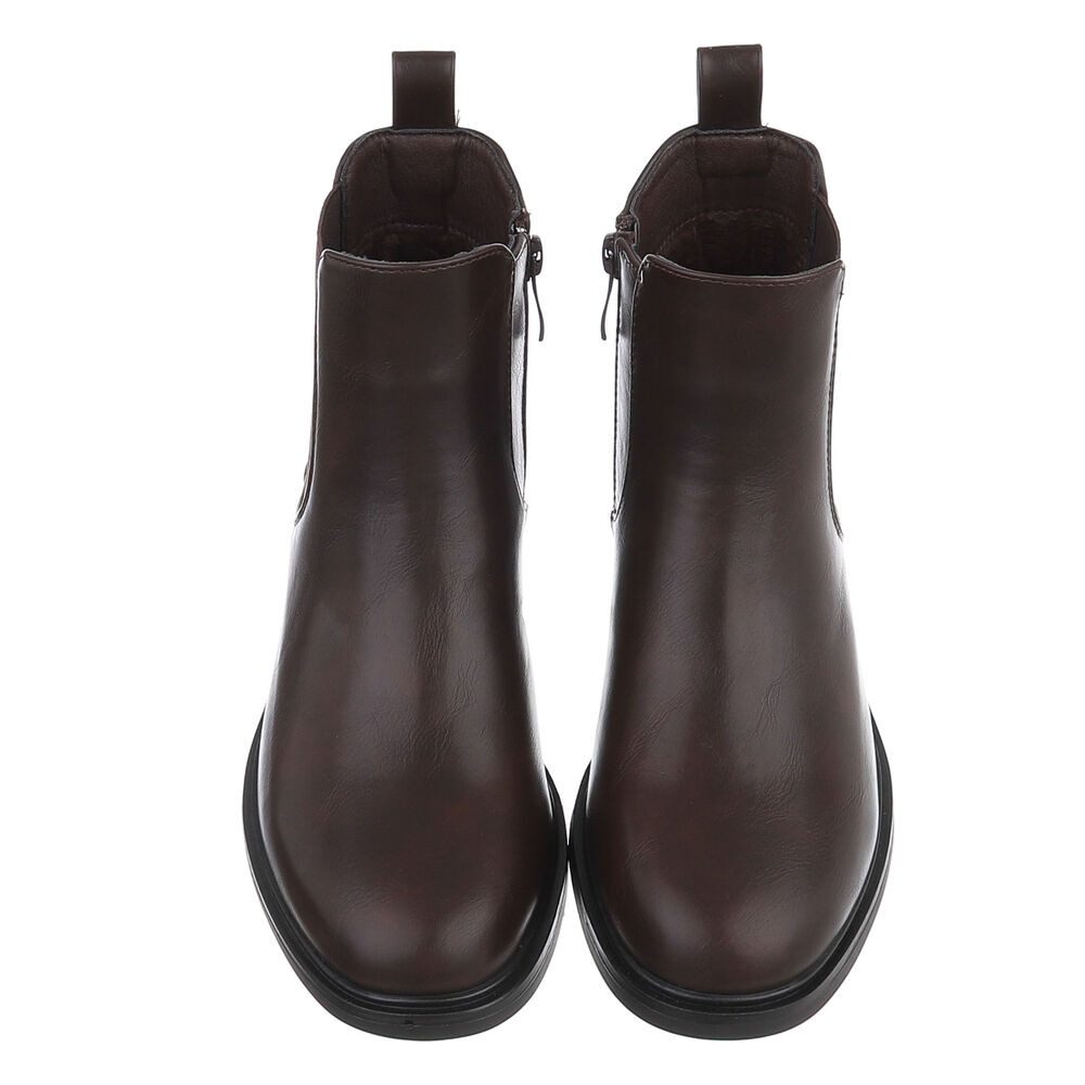 Ital-Design Damen Chelsea Boot mit Blockabsatz für Alltag & Freizeit Stiefelette (92355229) Blockabsatz Chelsea Boots in Dunkelbraun – Bild 4 von 5