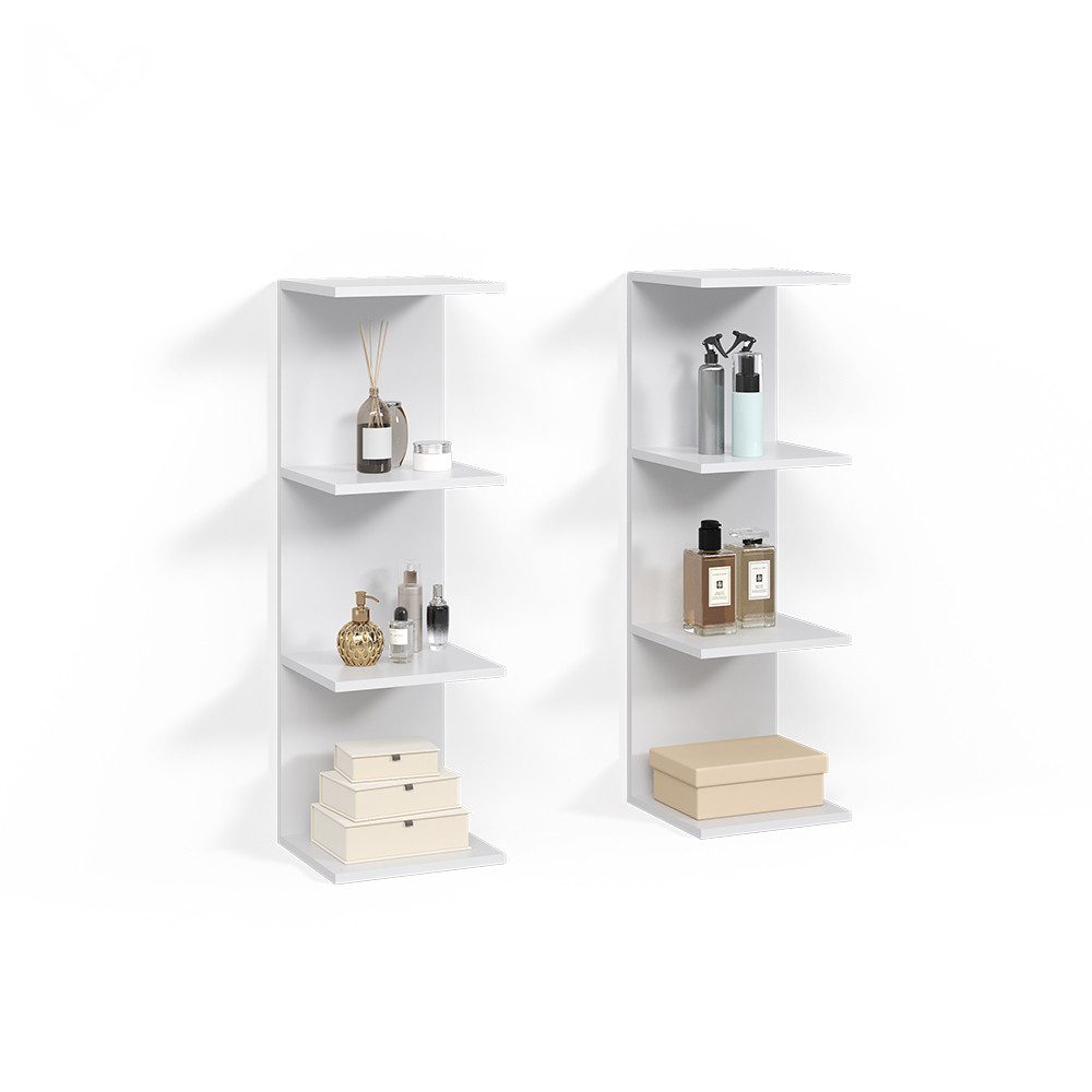 Livinity® Bücherregal Vesuvio, Weiß, 30 x 95 cm 2er Set, 2-tlg.