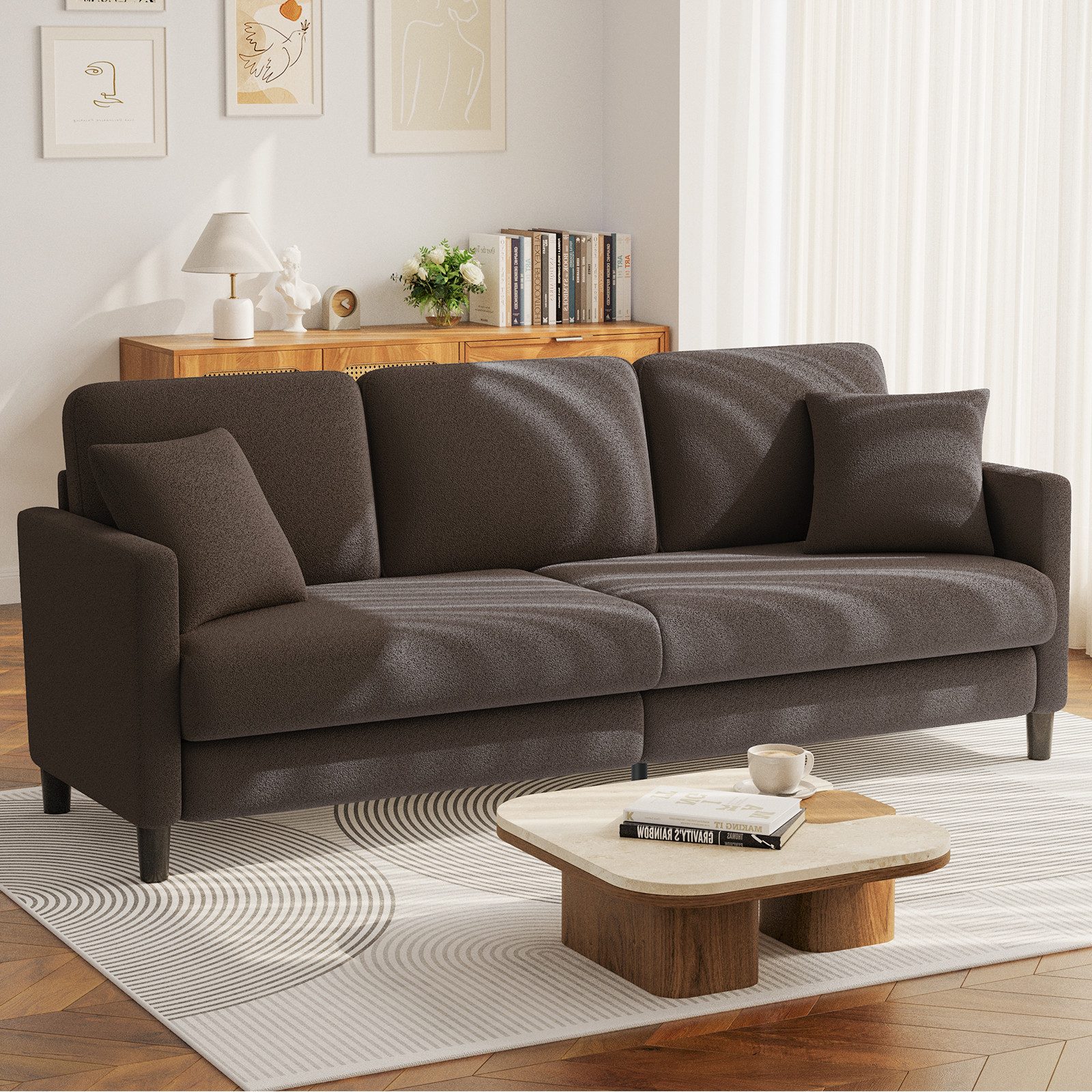 ToteBox 3-Sitzer Teddy Fleece Werkzeugfreier Aufbau Sofas für Wohnzimmer
