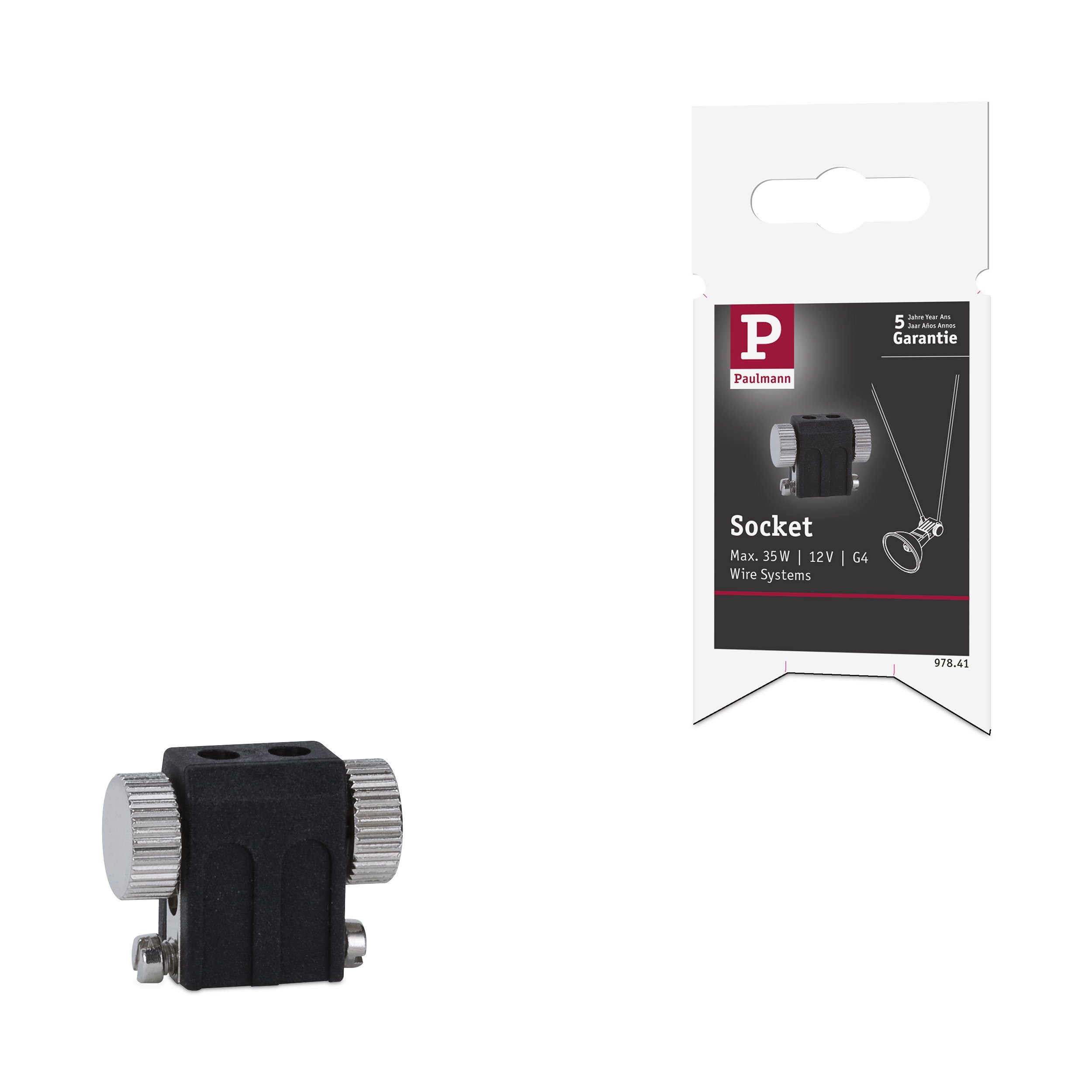 Paulmann Schienensystem-Sets Seilsystem Socket Lampenhalter G4 max. 35W 12V Schwarz