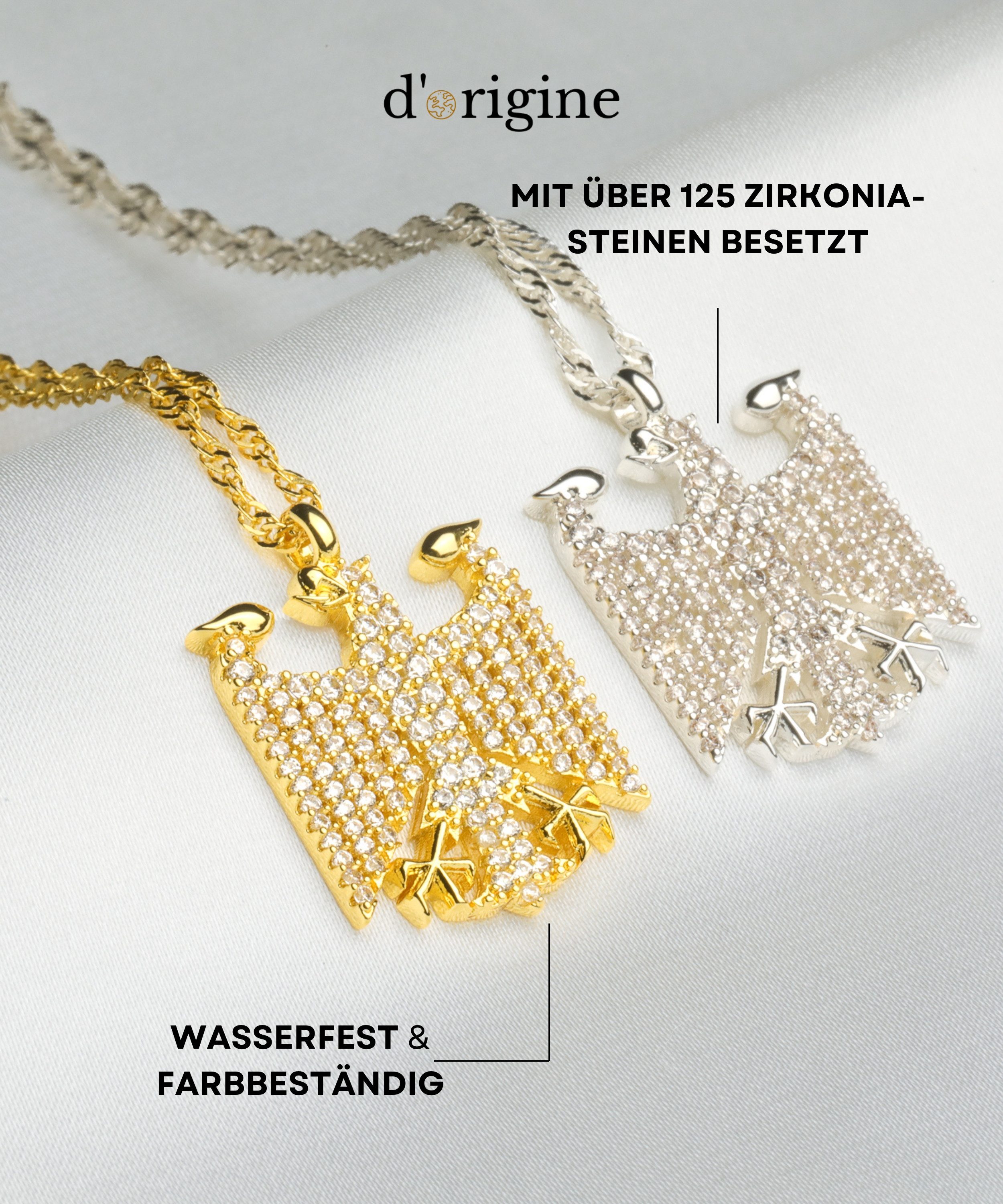 d'origine Kette mit Anhänger Deutschland Adler Kette für Damen, Deutschland Wappen Kette