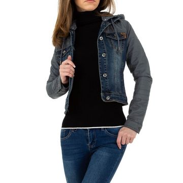 Ital-Design Jeansjacke Damen Freizeit Kapuze (abnehmbar) Stretch Jeansjacke in Blau