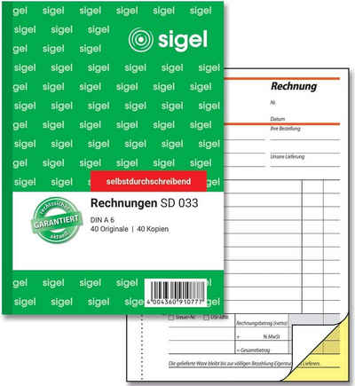 Sigel Formularblock sigel Formularbuch "Rechnung", A6, 2 x 40 Blatt, SD
