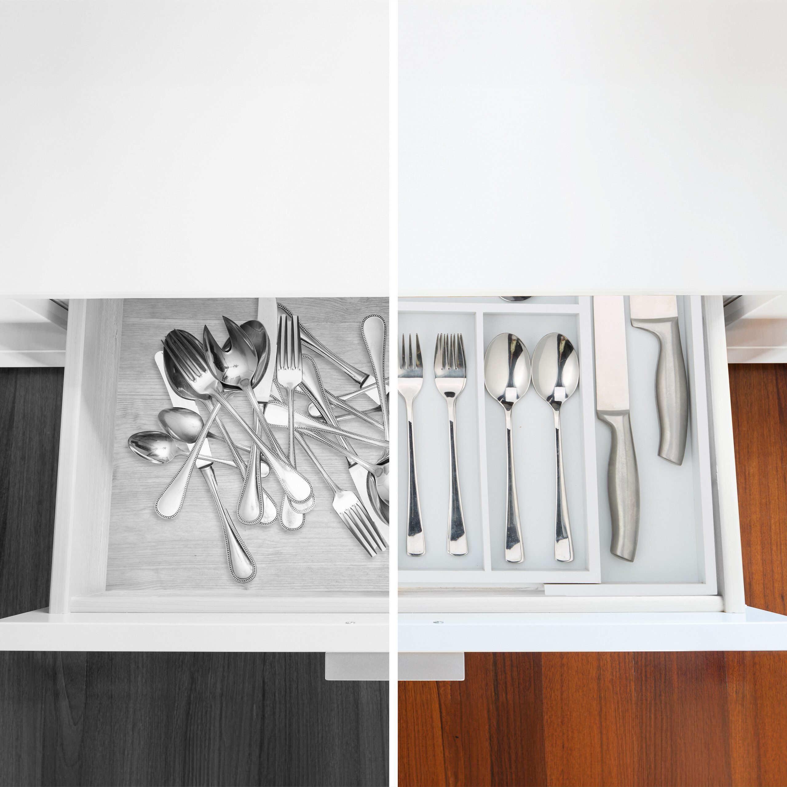 relaxdays Besteckkasten Besteckeinsatz Bambus weiß