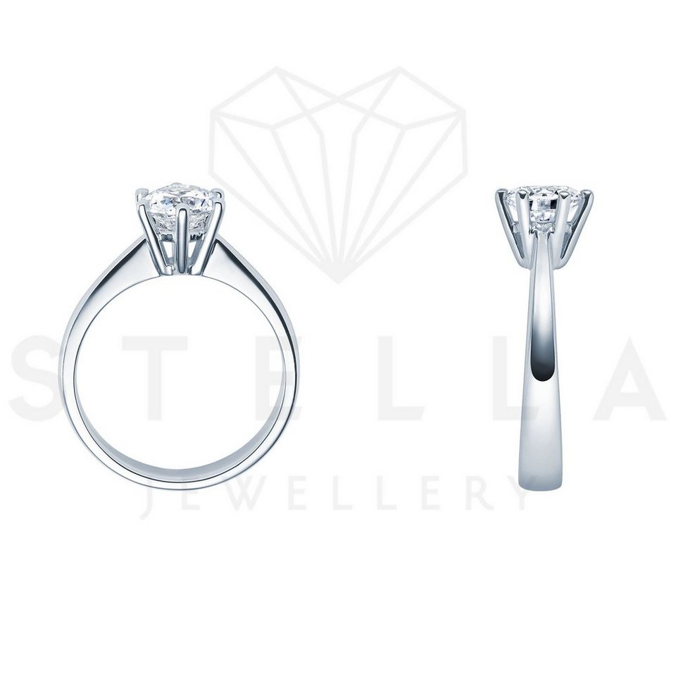 Stella-Jewellery Verlobungsring Verlobungsring 585er Weißgold Diamant Gr.  54 (inkl. Etui), mit Brillant 0,10ct. - Poliert