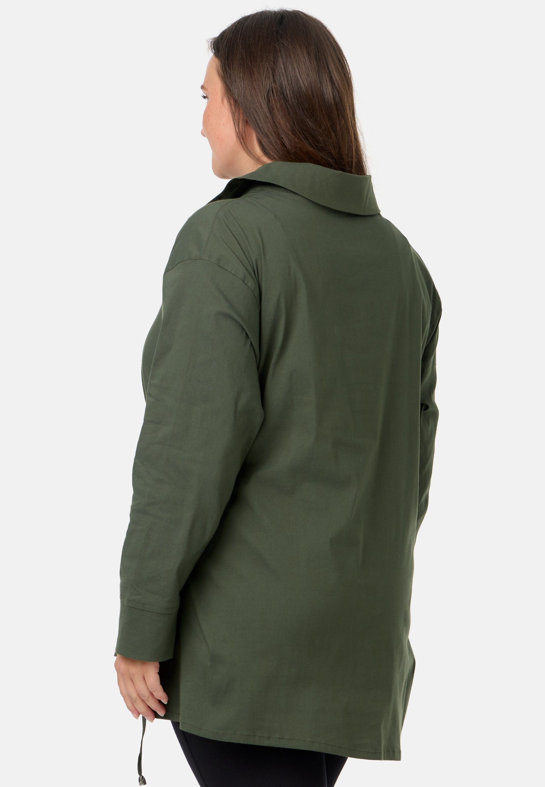 Khaki Langarmbluse Kekoo Bluse 'Calista' Kekoo