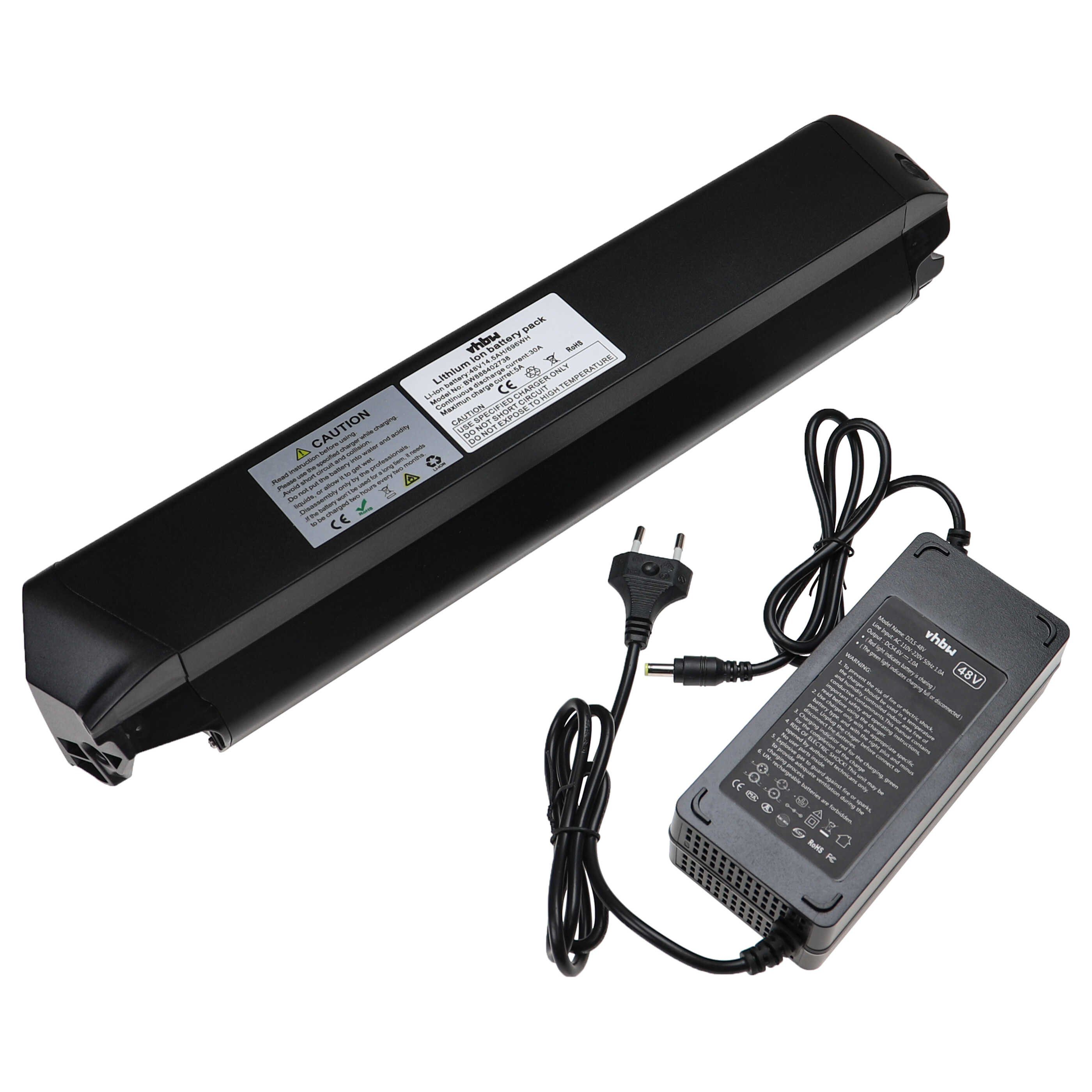vhbw Akku passend für Telefunken Expedition XC92, Expedition XC920 Fahrrad E-Bike Akku Akku Li-Ion 14500 mAh (48 V, 1 St), Leistungsfähiger Austausch-Akku für Pedelec, Elektrofahrrad, E-Bike