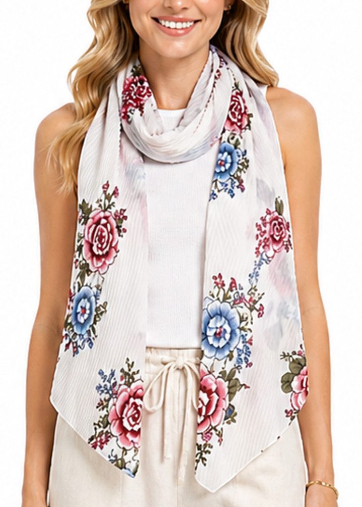 dy_mode Halstuch Damen Schal Blumenmuster Leichtes Halstuch Frühlingsschal, Crinkle-Optik, Blumenmuster