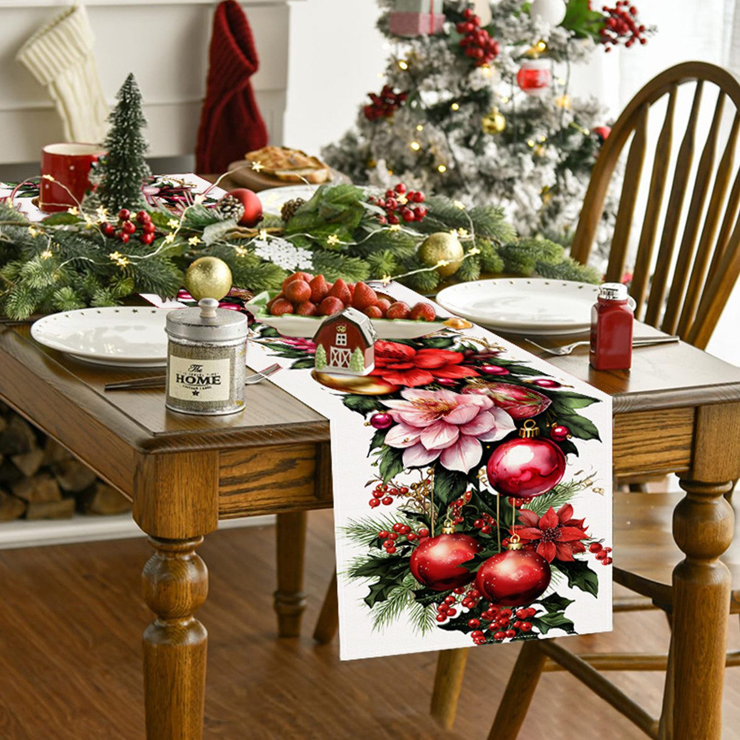 LAPAPRO Tischläufer Weihnachtlicher Leinen Tischläufer Druck, Festliche Tis günstig online kaufen