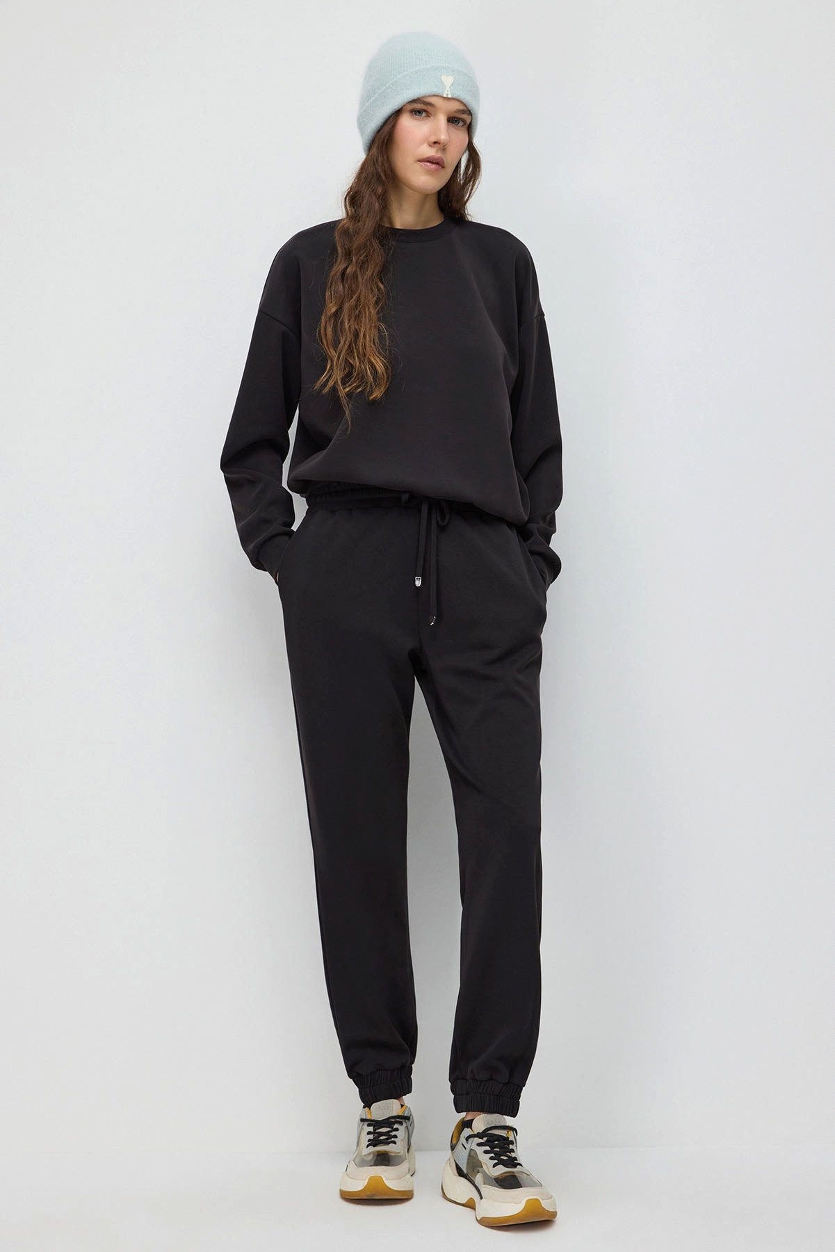 No Matter What Sweatponcho Weiche Verstellbare Taillen-Sweatpants