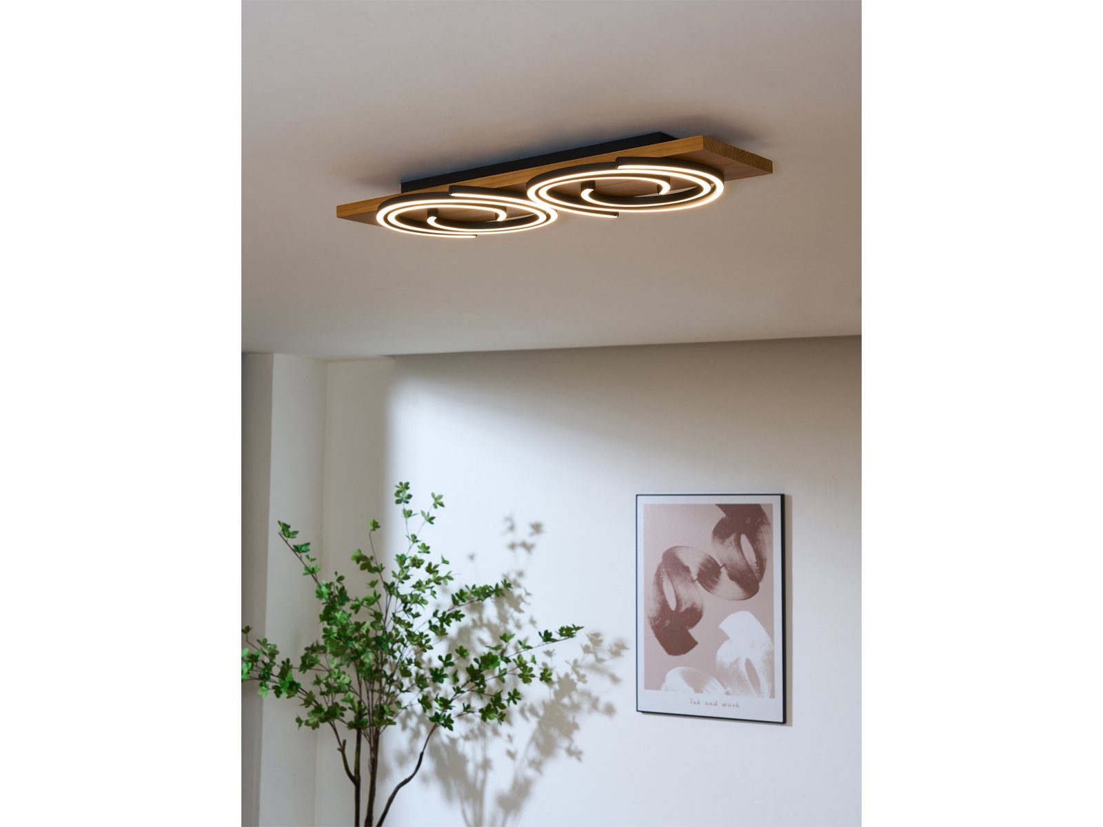 integriert, ECO-LIGHT für warmweiß, Deckenleuchte, über-n flache Breite & 70x20 cm fest LED LED Kücheninsel, Esstisch Holz-Lampe