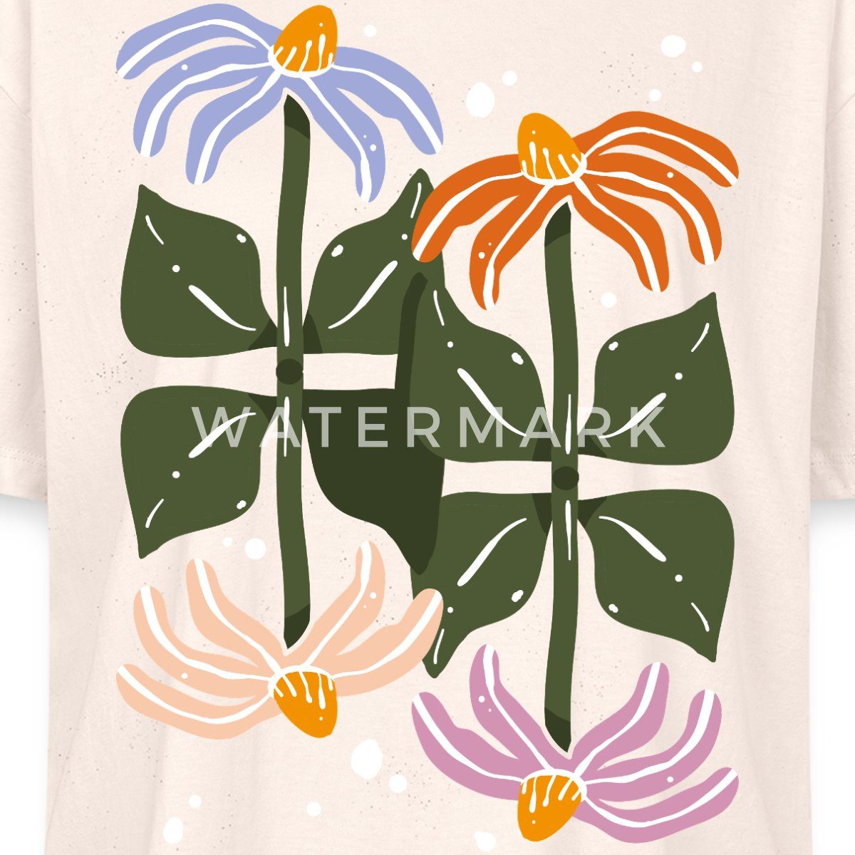 Spreadshirt T-Shirt Bunte Retro Blumen Illustration Im Boho Stil Boxy Shirt günstig online kaufen