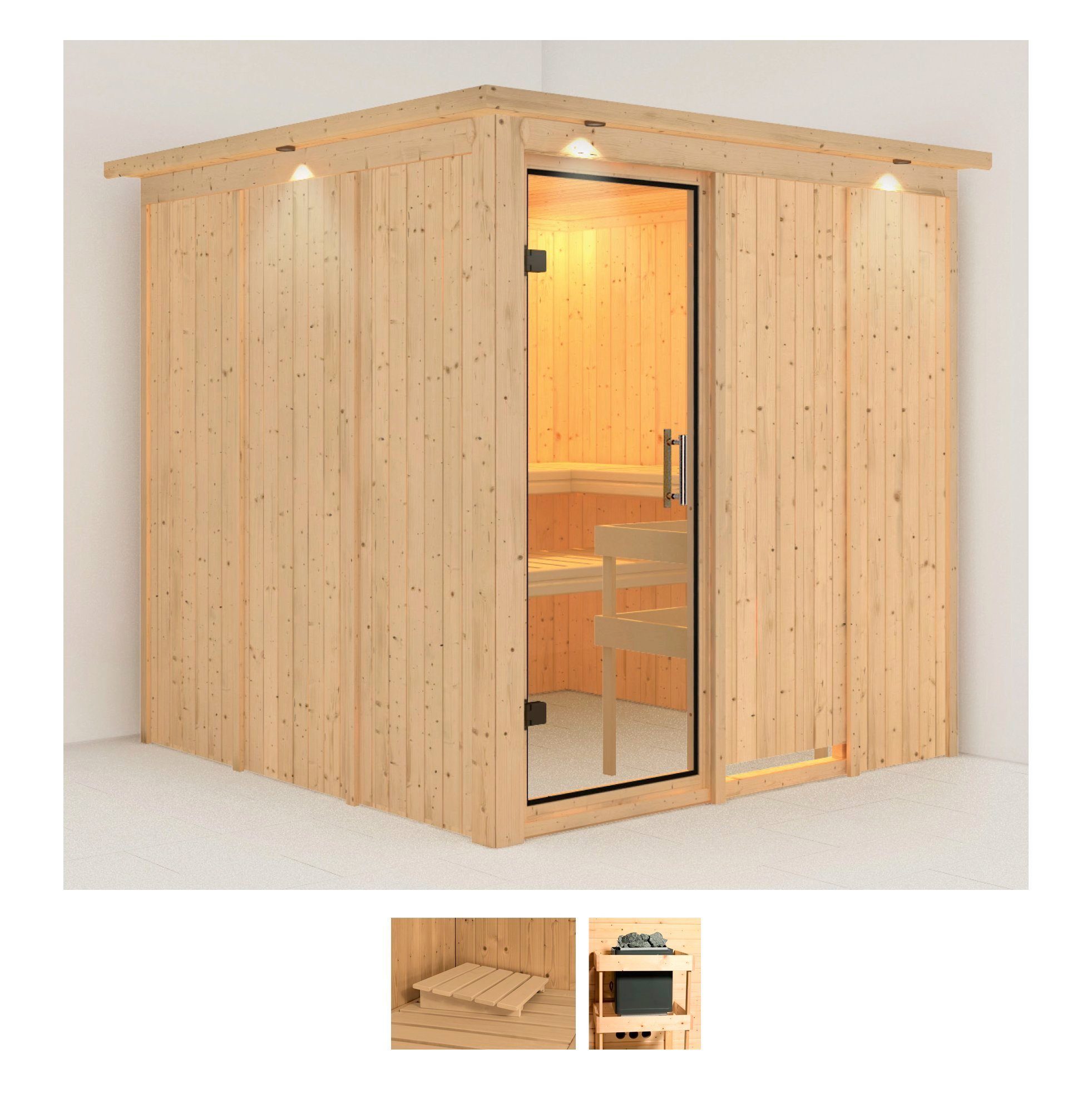 Karibu Sauna Rodin, BxTxH: 210 x 210 x 202 cm, 68 mm, (Set) ohne Ofen