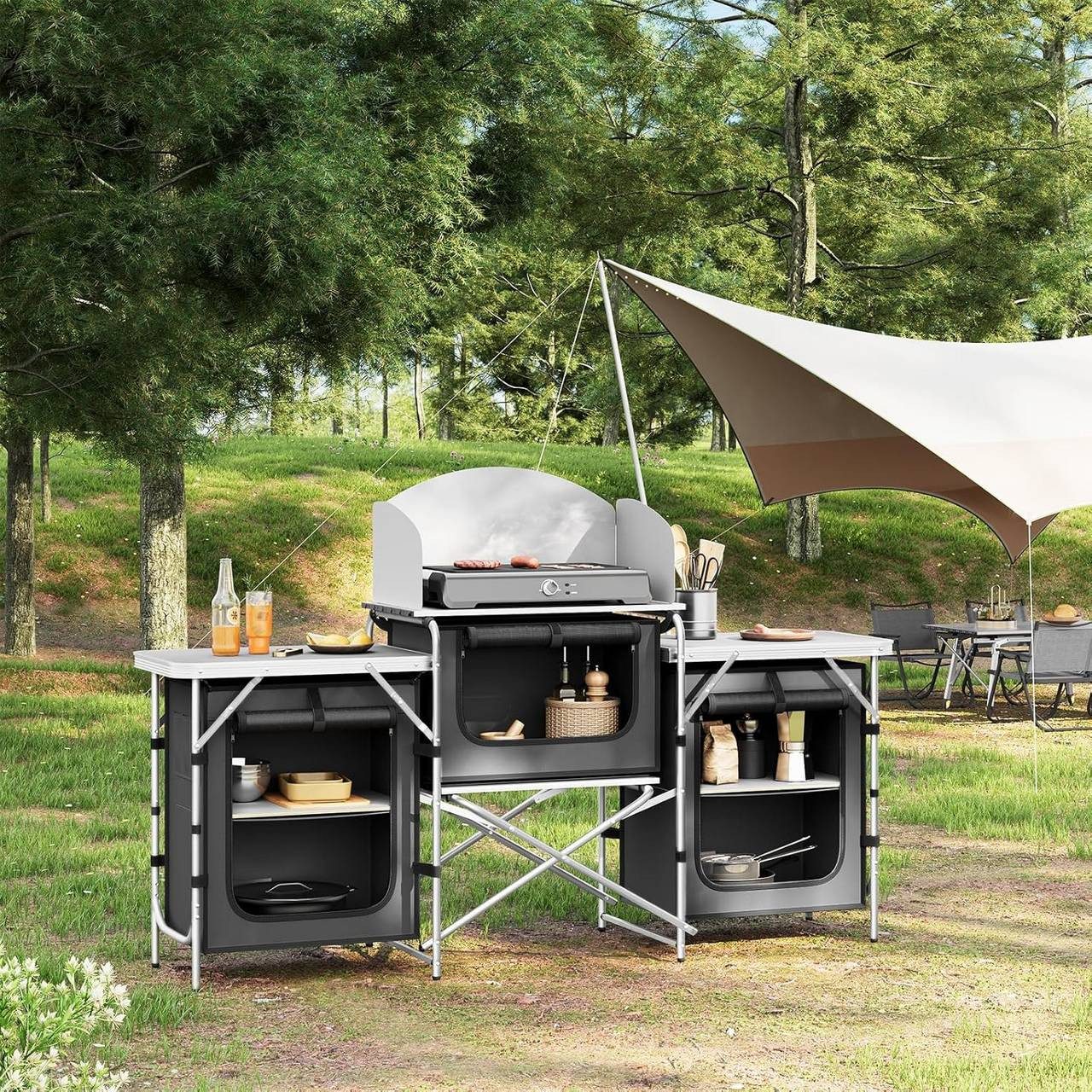 Woltu Campingschrank (1-St) faltbar, Outdoor Küche mit Arbeitsplatten Stauf günstig online kaufen