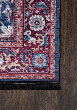 Orientteppich Orientalisch Vintage Teppich Traditioneller Orient Teppich, Mazovia, 80 x 150 cm, Kurflor, Waschbar in Waschmaschine, Höhe 5 mm, Rutschfest