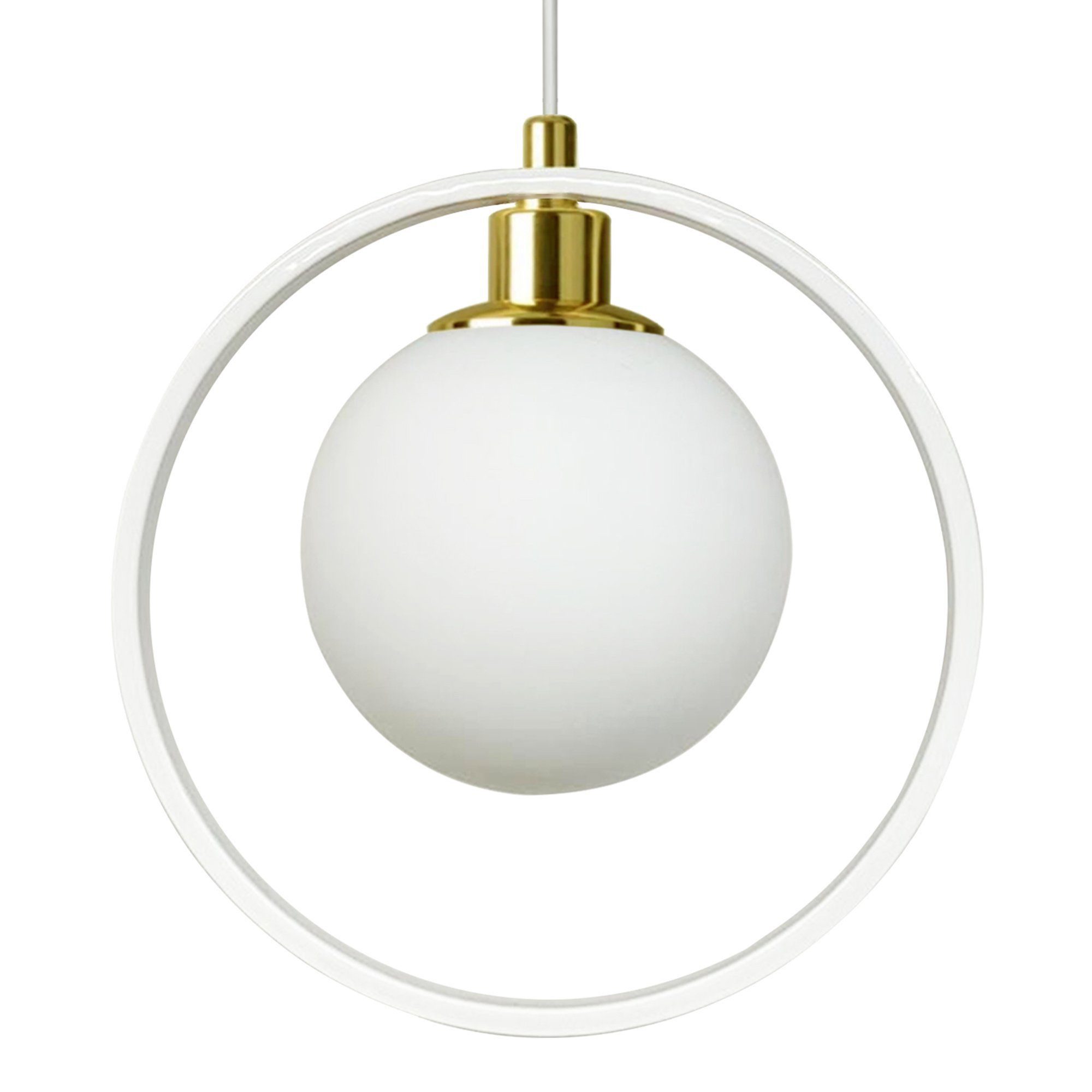 Bamyum Pendelleuchte Newrey Hängelampe Weiß Glas Modern Pendelleuchte Metal günstig online kaufen