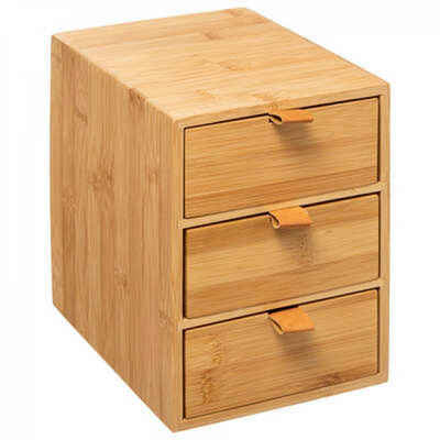 MF Schubladenbox JOGGY Bambus Schreibtisch Organizer mit 3 Schubladen, Nachhaltiges Material