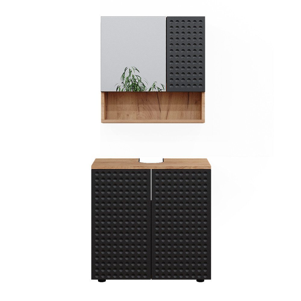 Vicco Badmöbel-Set Irma, Goldkraft Eiche/Anthrazit, 2 günstig online kaufen