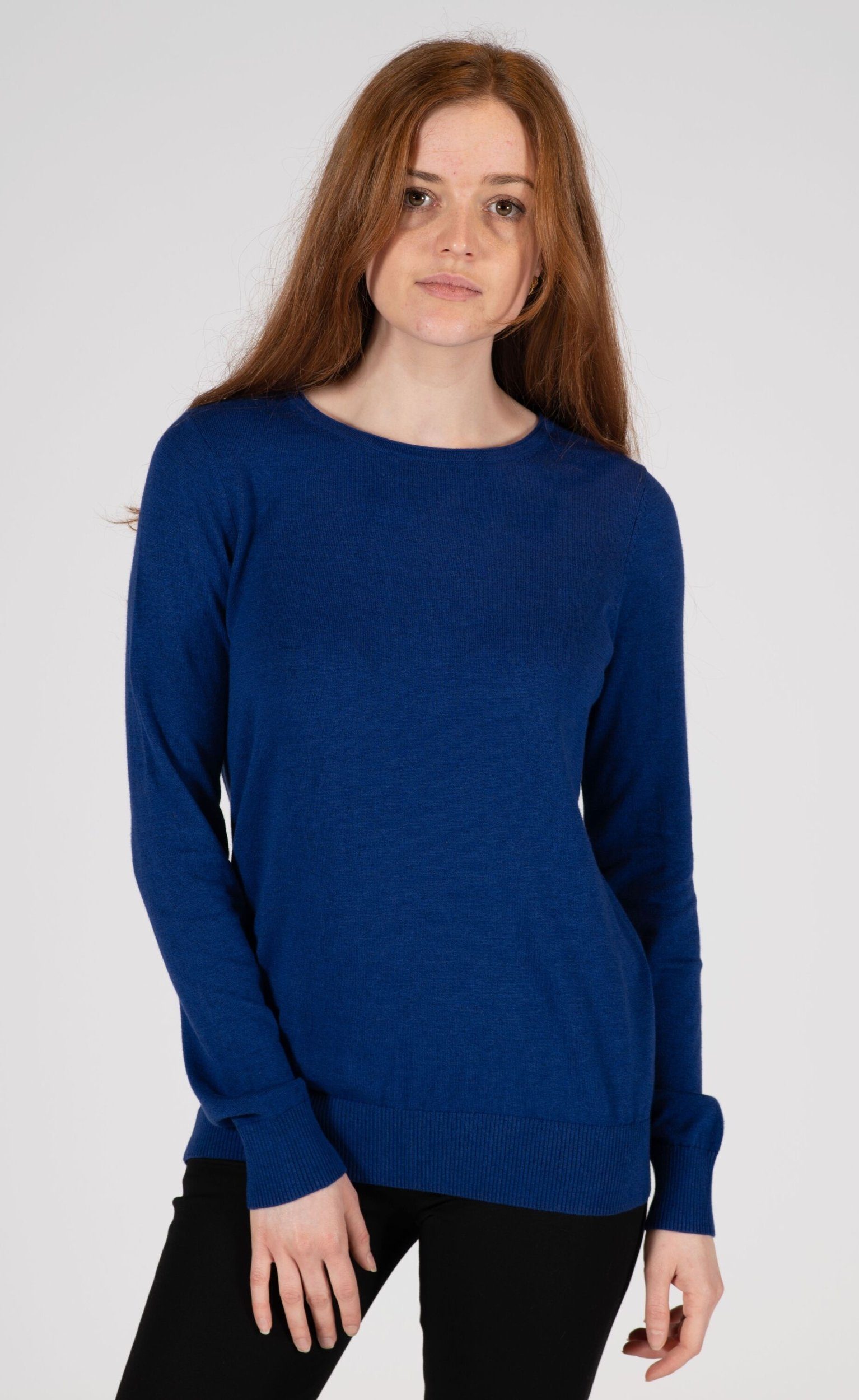 THE FASHION PEOPLE Rundhalspullover Basic Roundneck, kintted BLUE NIGHT