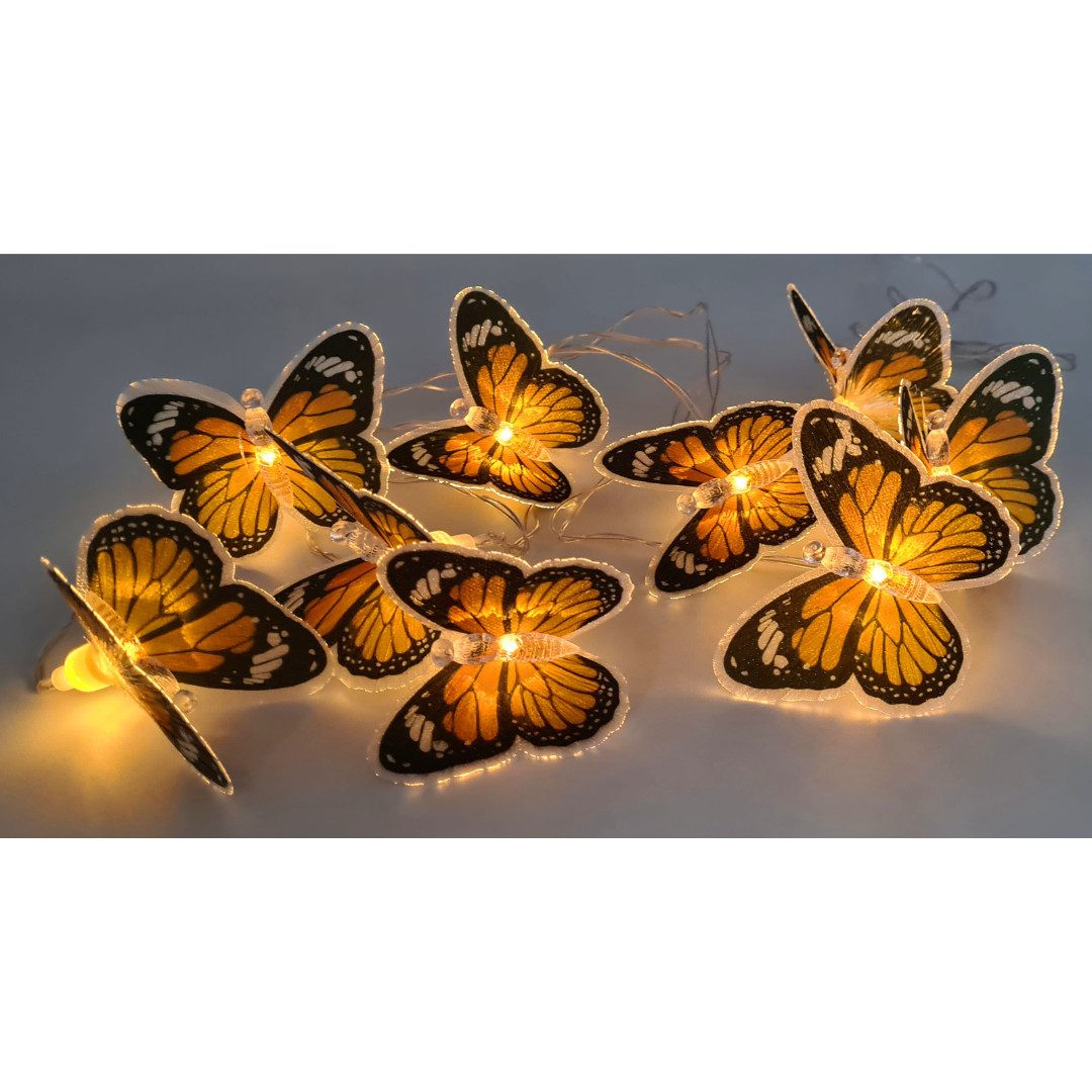 abc HOME LED-Lichterkette Schmetterlinge, LEDs, Solarpanel, Lichtsensor, 350 cm L