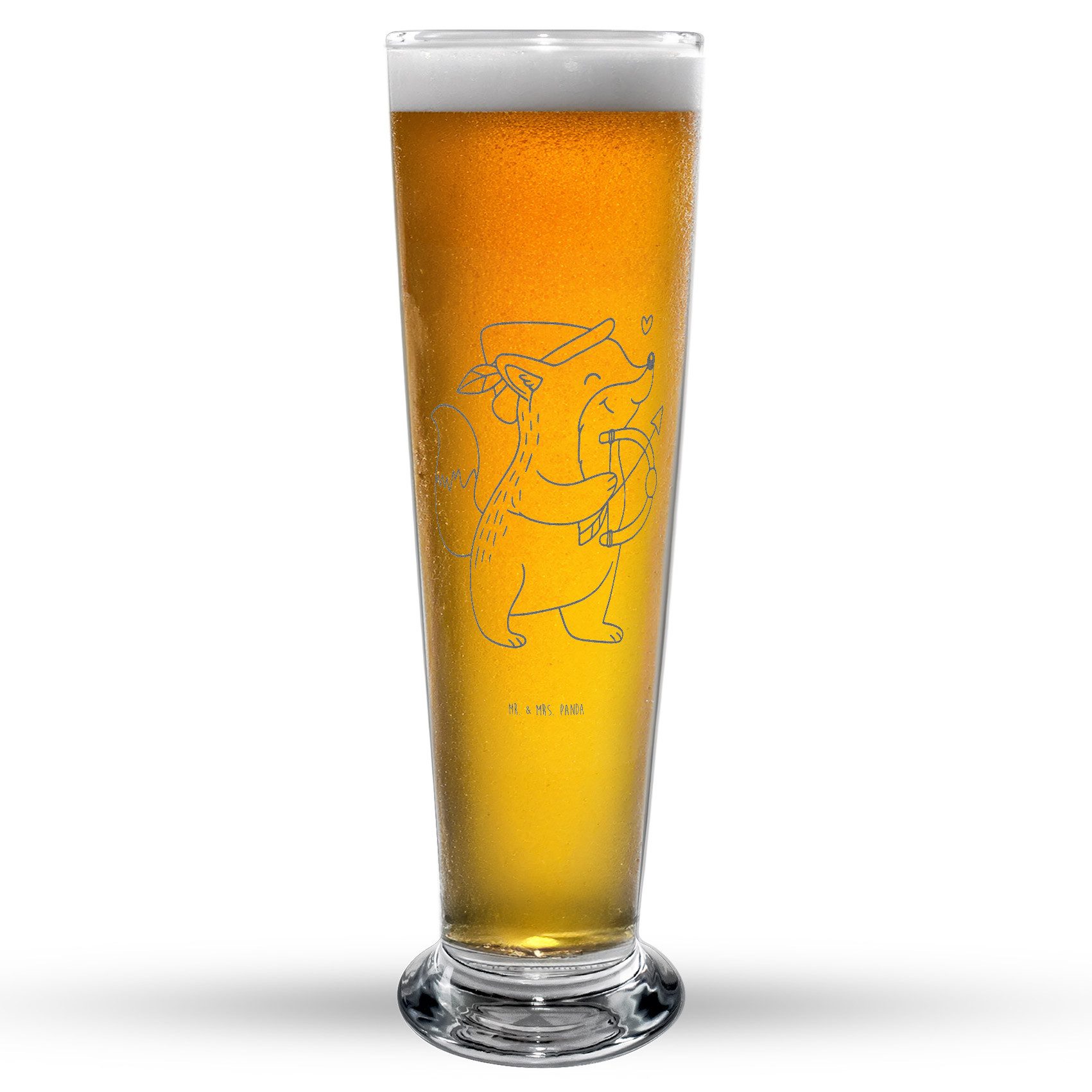 Mr. & Mrs. Panda Bierglas Schütze Astrologie, Weizenglas, Transparent, Sternzeichen, Tierkreisz, Premium Glas, Astrologie Geschenkidee Geburtstagsgeschenk