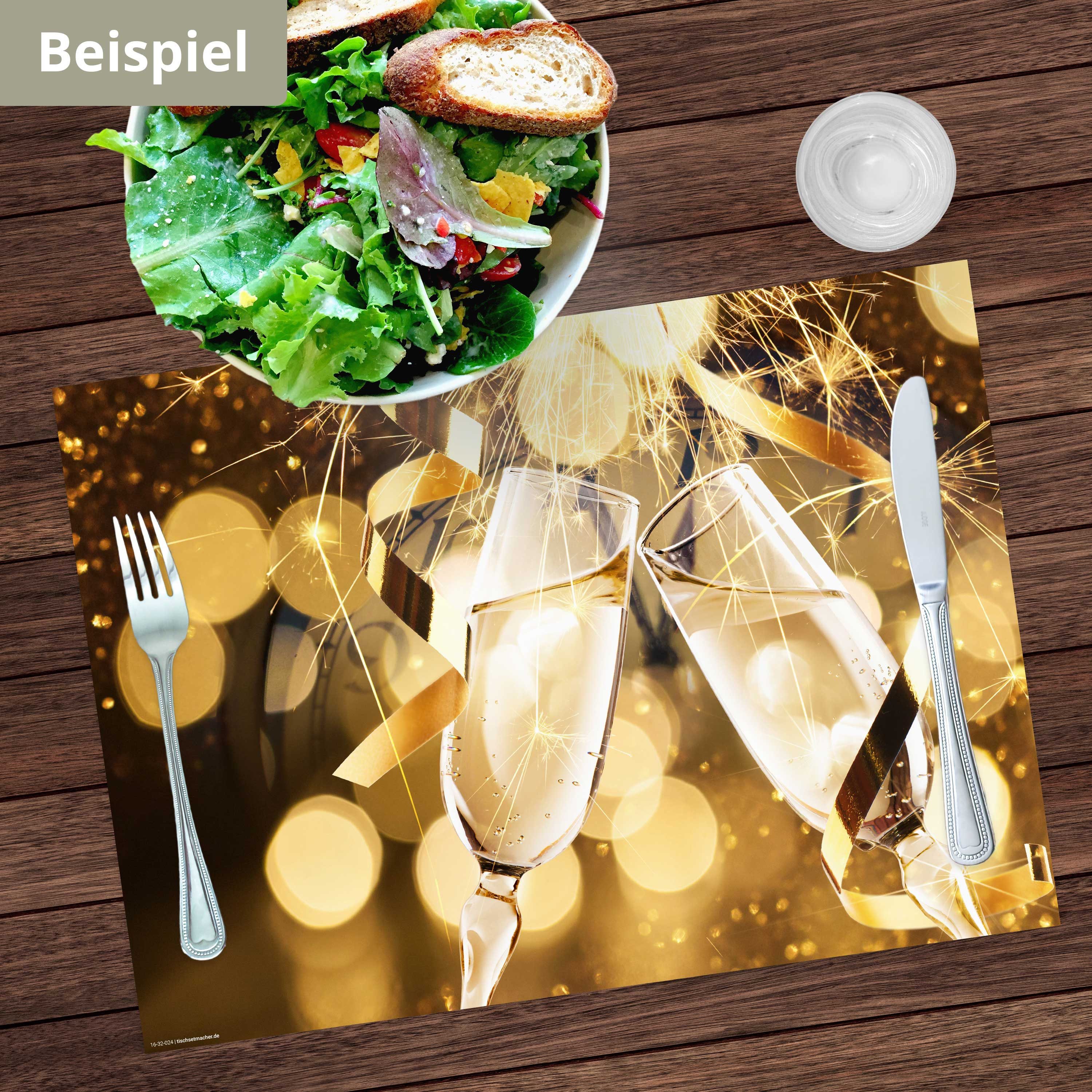 Tischsetmacher Platzset Tischsets I Platzsets - Silvester - Silvesterdeko, (aus hochwertigem Papier, 12-St., 44 x 32 cm / gold), Made in Germany