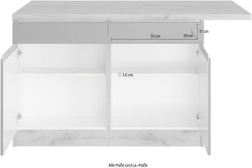 Kochstation Kücheninsel KS-Riesa, Breite 153 cm, Tiefe 100 cm, MDF-Fronten