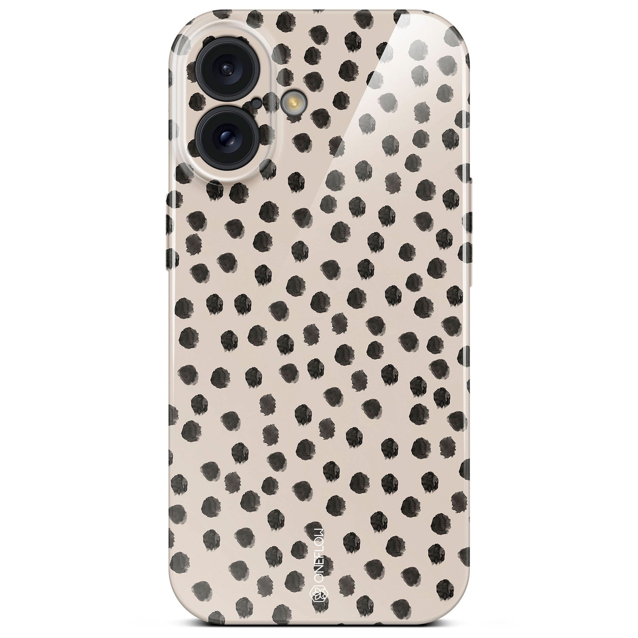 ONEFLOW Handyhülle für iPhone 16 Splash Cover Creme Beige Punkte 6,1 Zoll, Hülle mit Design Muster Designer Case Kameraschutz Handy Schutzhülle